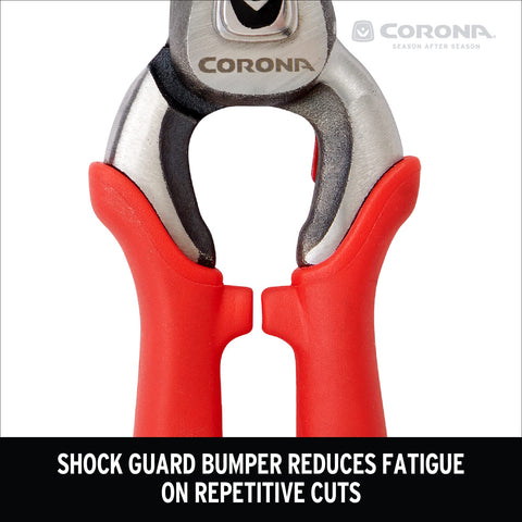 Corona Tools DualCUT pruner stored in tool bag for quick access.
