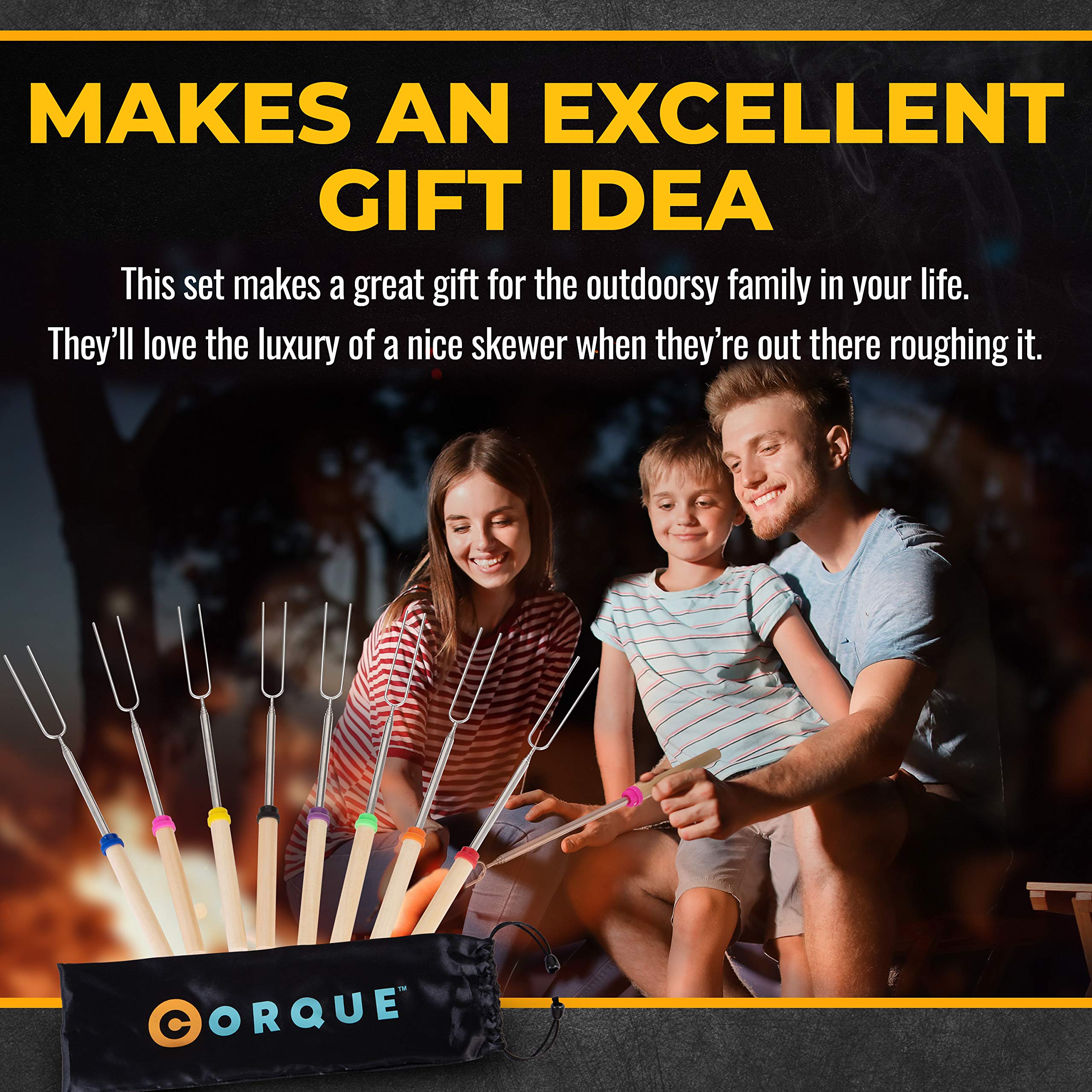 CORQUE gift-ready marshmallow skewers for gatherings and trips