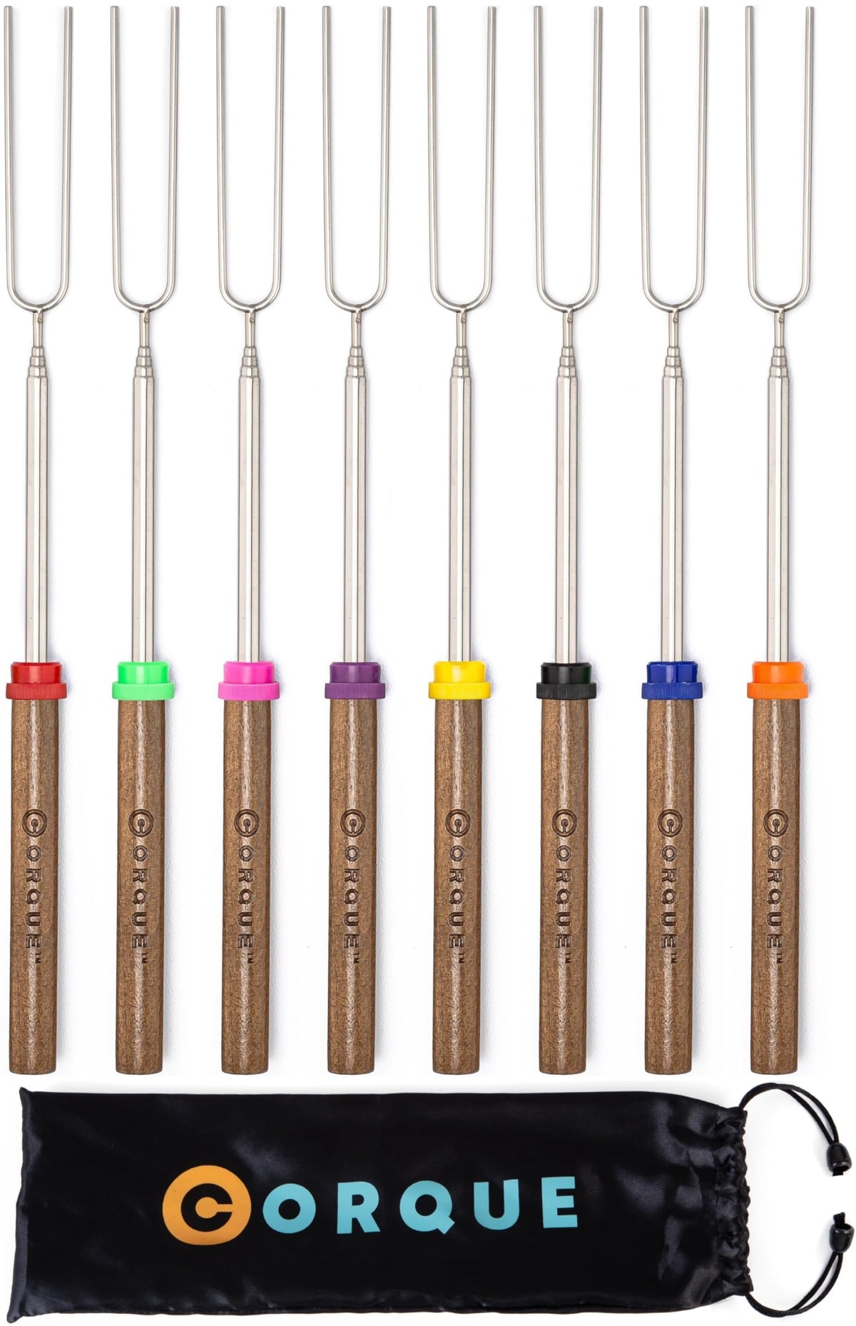 CORQUE marshmallow roasting stick 32-inch extendable for easy backyard campfire grilling.