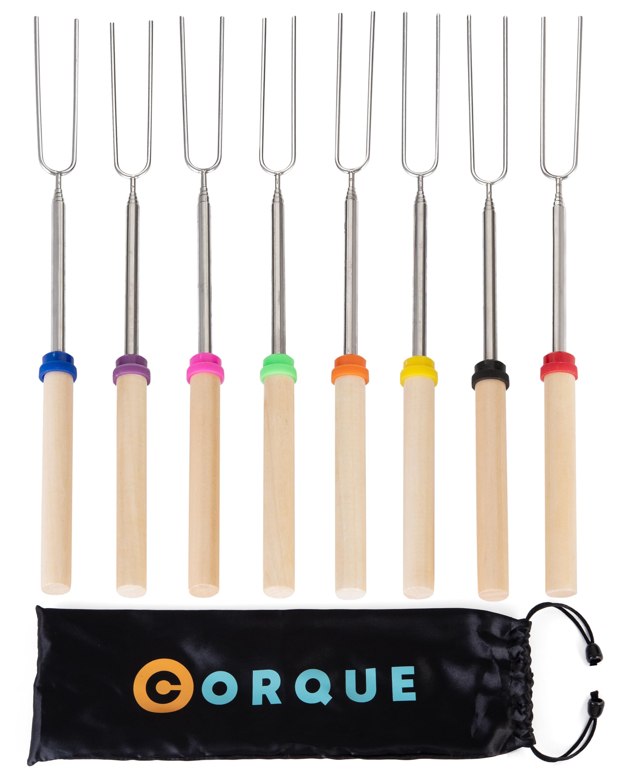 CORQUE marshmallow roasting sticks extendable 32 inches for safe, even toasting