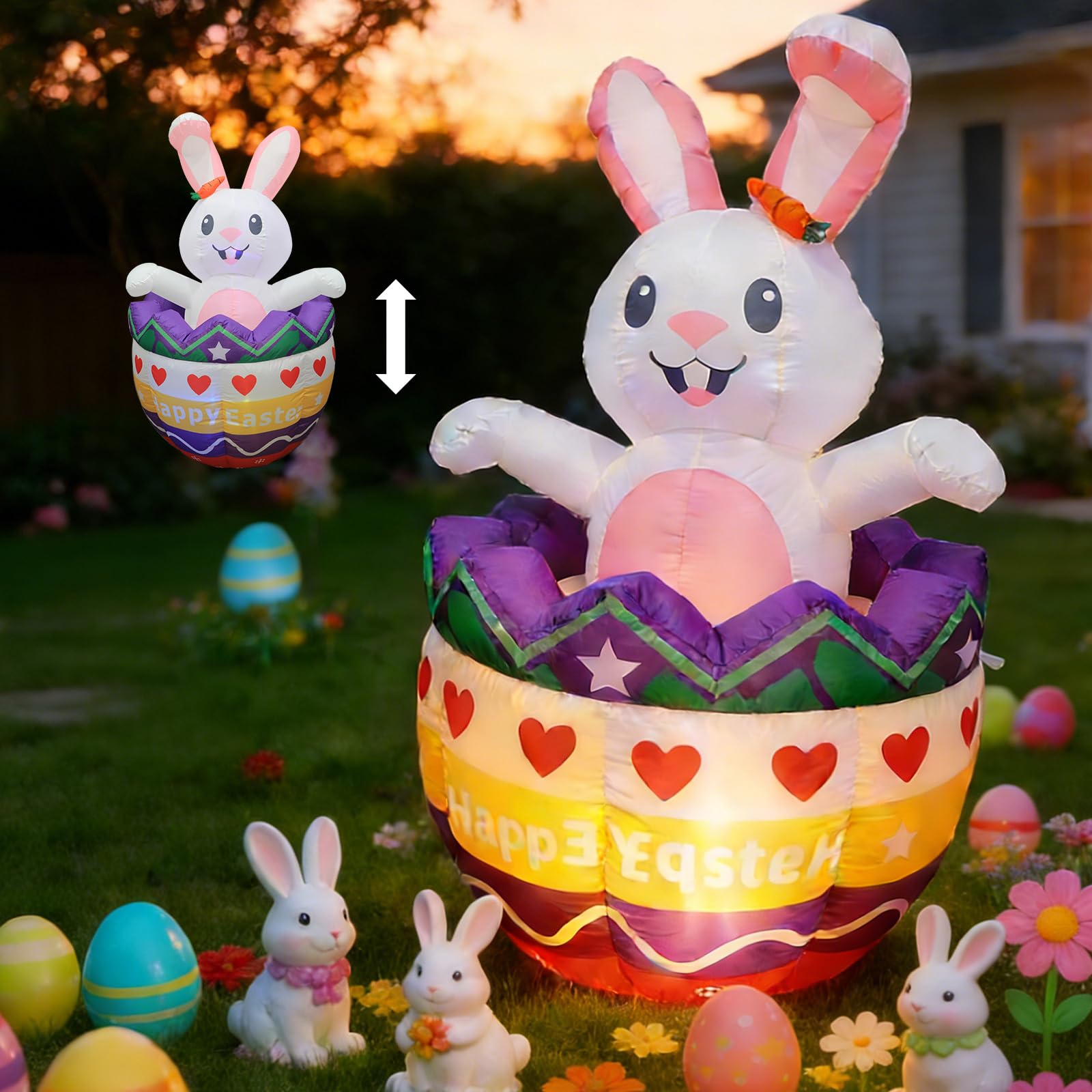 Cortile 6ft Easter bunny inflatable ready for festive lawn display.