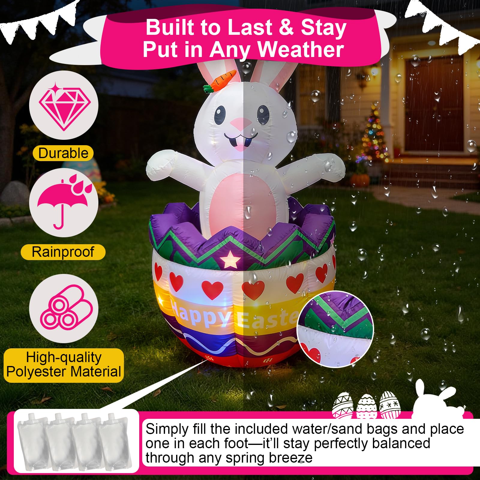 Cortile all-in-one Easter set includes stakes, ropes, and bags.