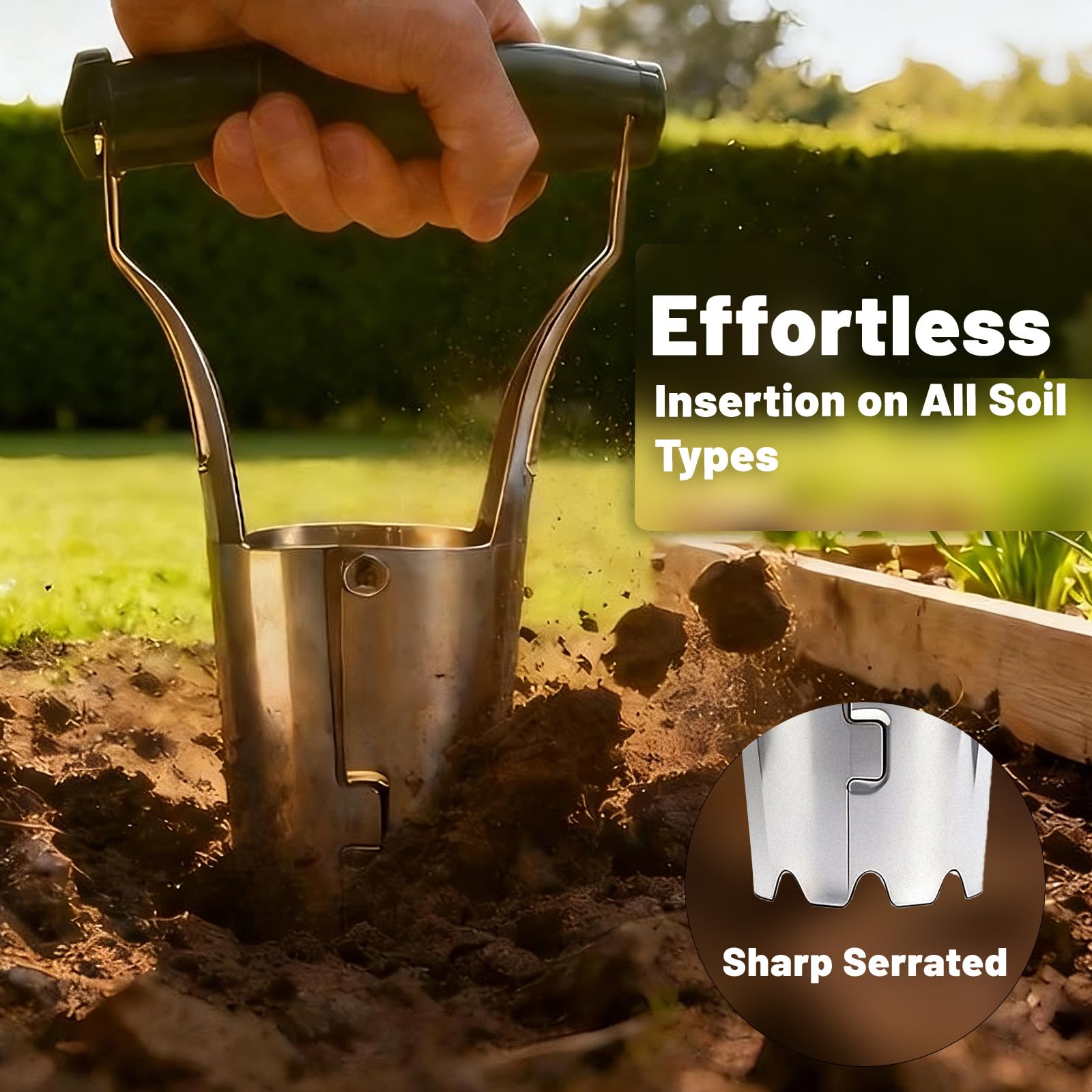 Corundara durable zinc plated steel resists bending in heavy soil.