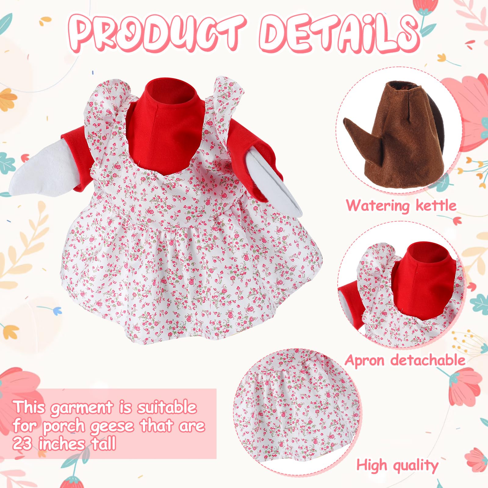 Cosblank Gardener Goose Outfit pink apron highlights playful garden attire for statues.