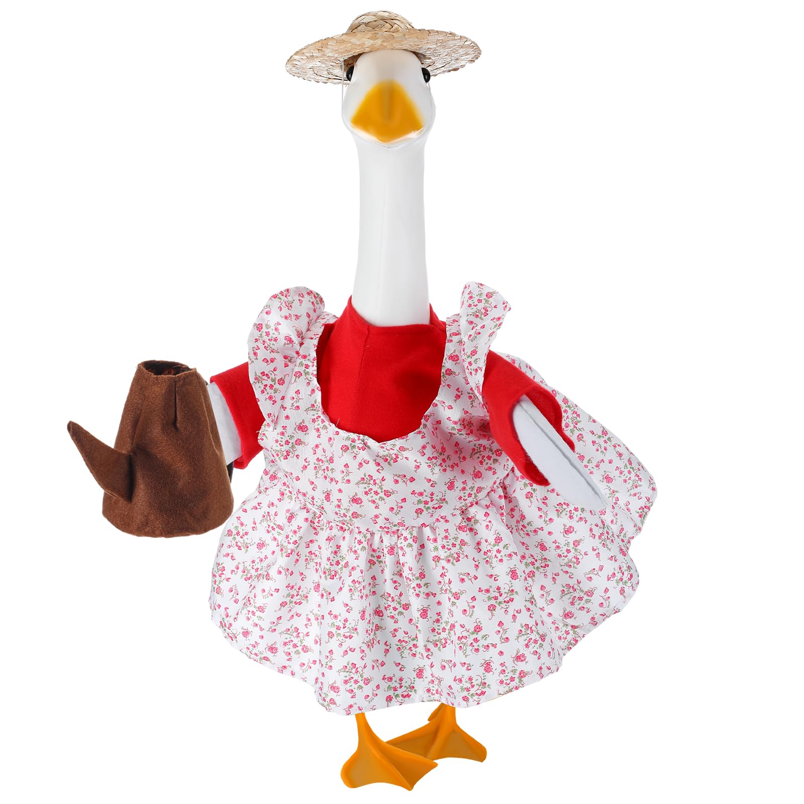Cosblank Gardener Goose Outfit sun hat enhances festive yard decor and seasonal charm.