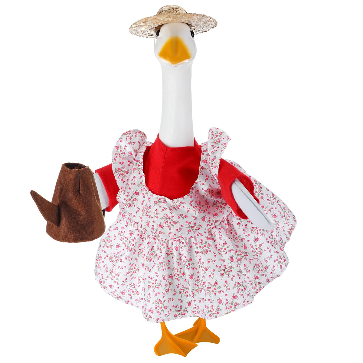 Cosblank Gardener Goose Outfit sun hat enhances festive yard decor and seasonal charm.