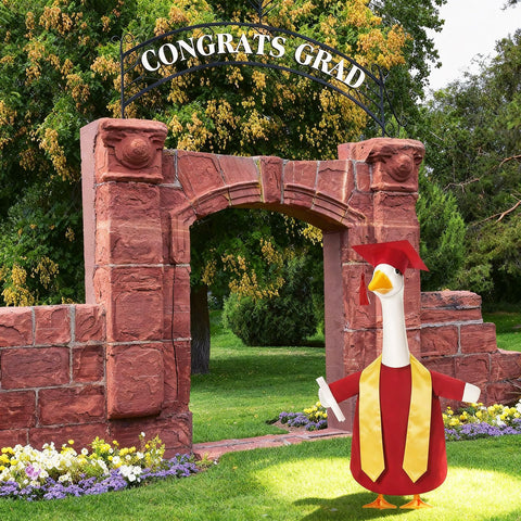 Cosblank lawn goose decoration elevates yard decor with graduation flair.