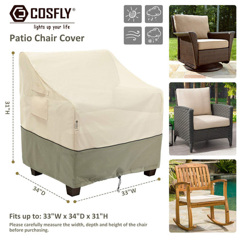 COSFLY chair cover fits up to 33W x 34D x 31H for a snug fit