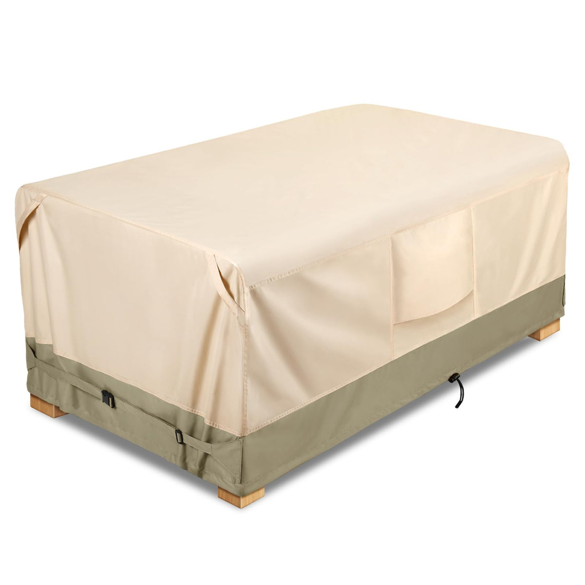COSFLY heavy-duty patio cover protects table and chairs from rain and sun.