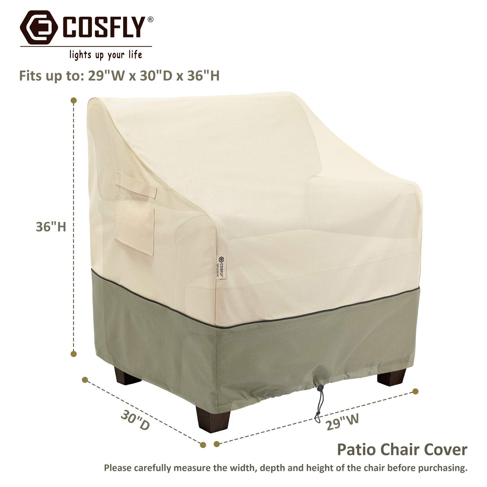 COSFLY lounge deep-seat cover fits deep chairs and keeps fabric dry