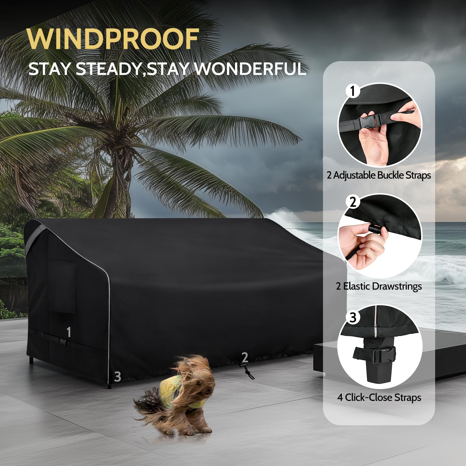 cosfly loveseat cover padded handles simplify one-person installation.