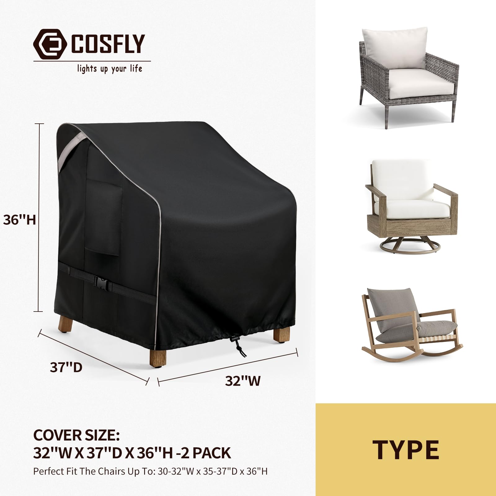 COSFLY chair cover with UV-resistant coating shielding fading furniture
