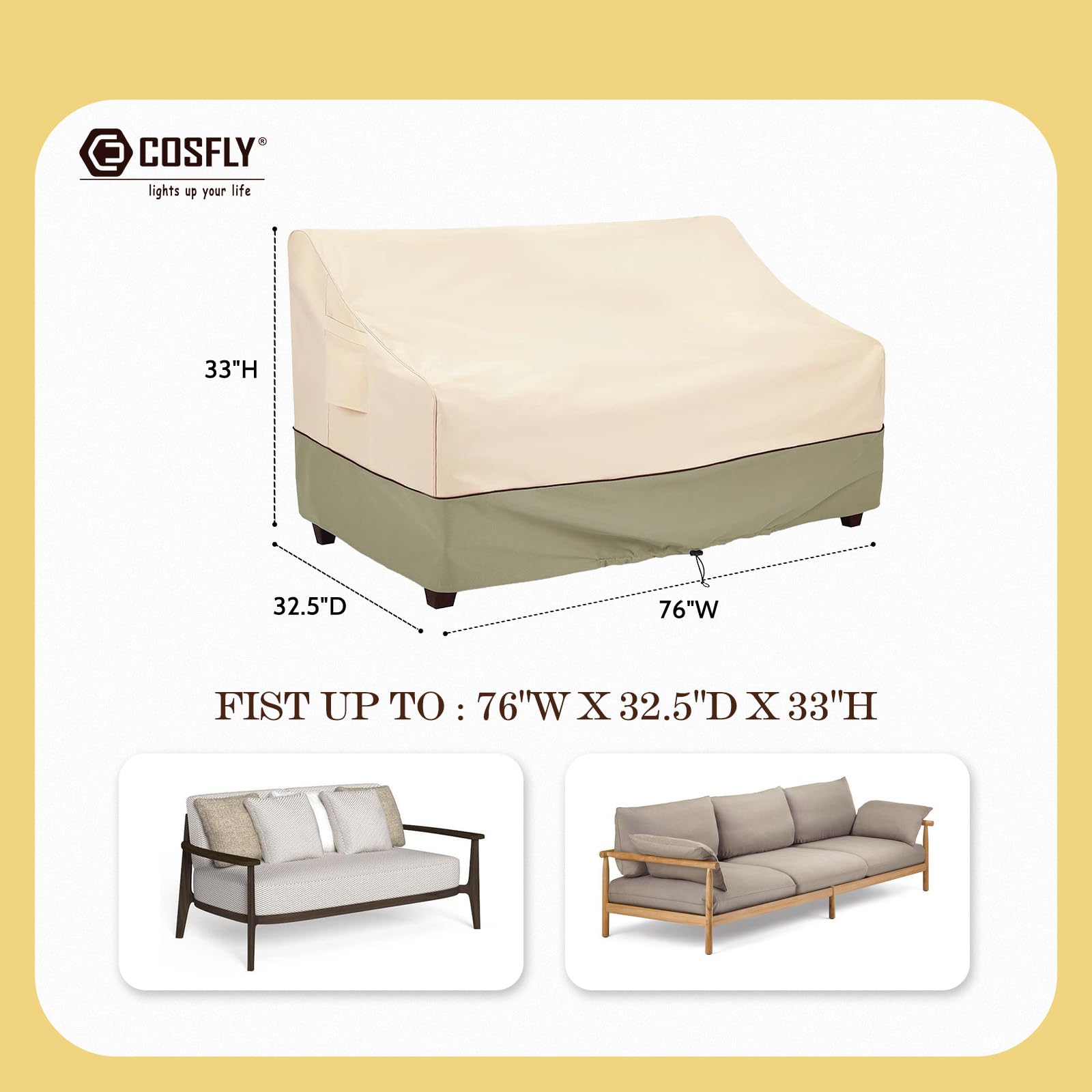 COSFLY 3-seater fit up to 76W x 32.5D x 33H keeps sofa secure