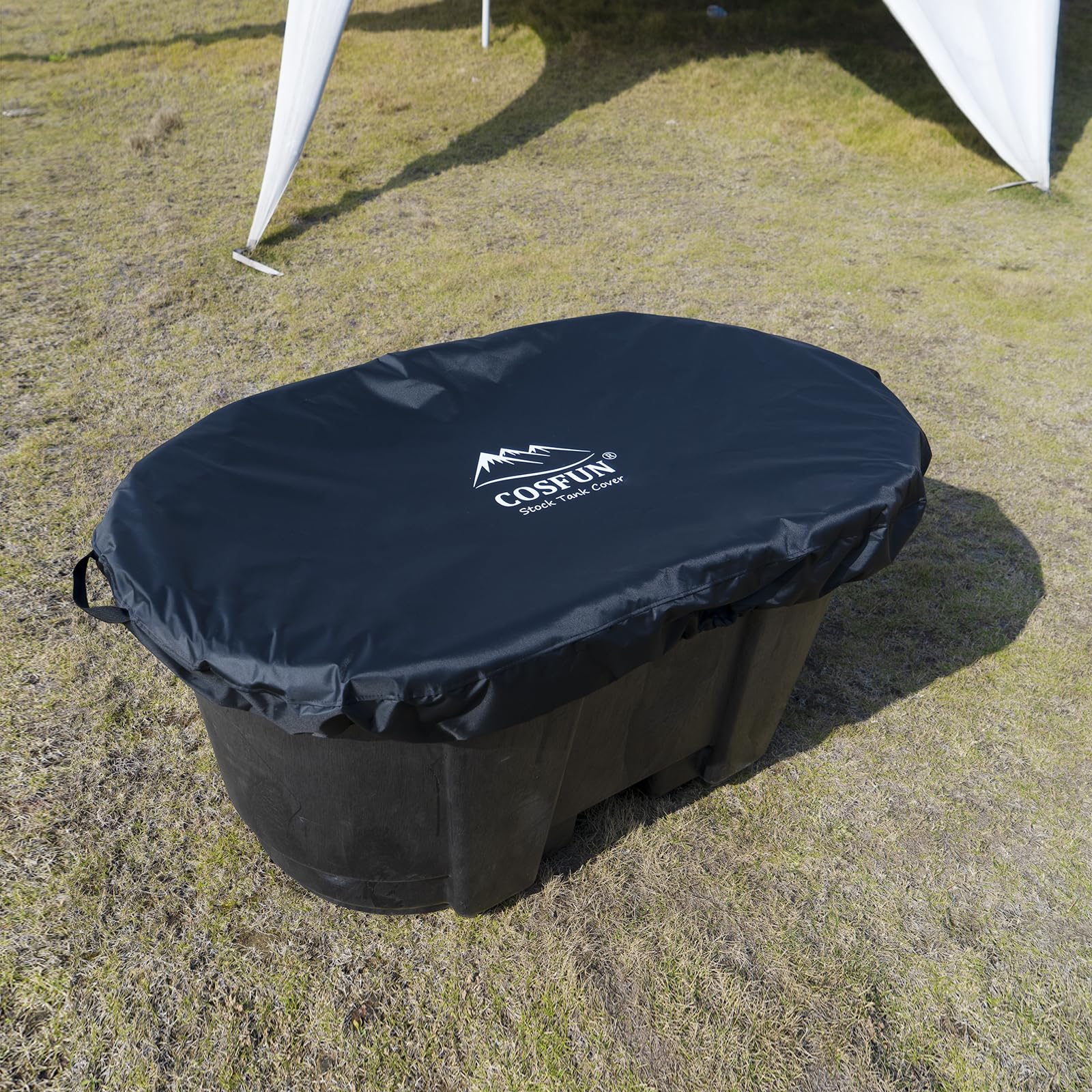 COSFUN black stock tank cover installed for easy setup