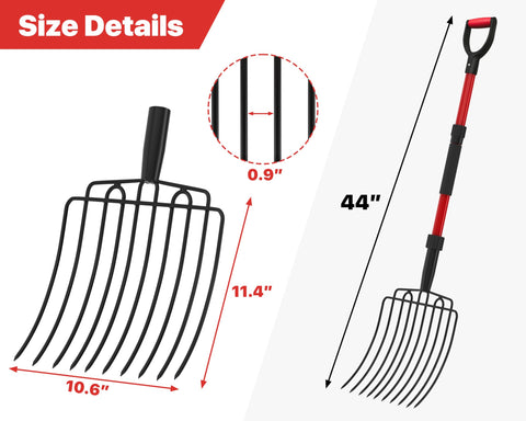 COSITA pitch fork 44-inch fiberglass-handle enables comfortable long-use.