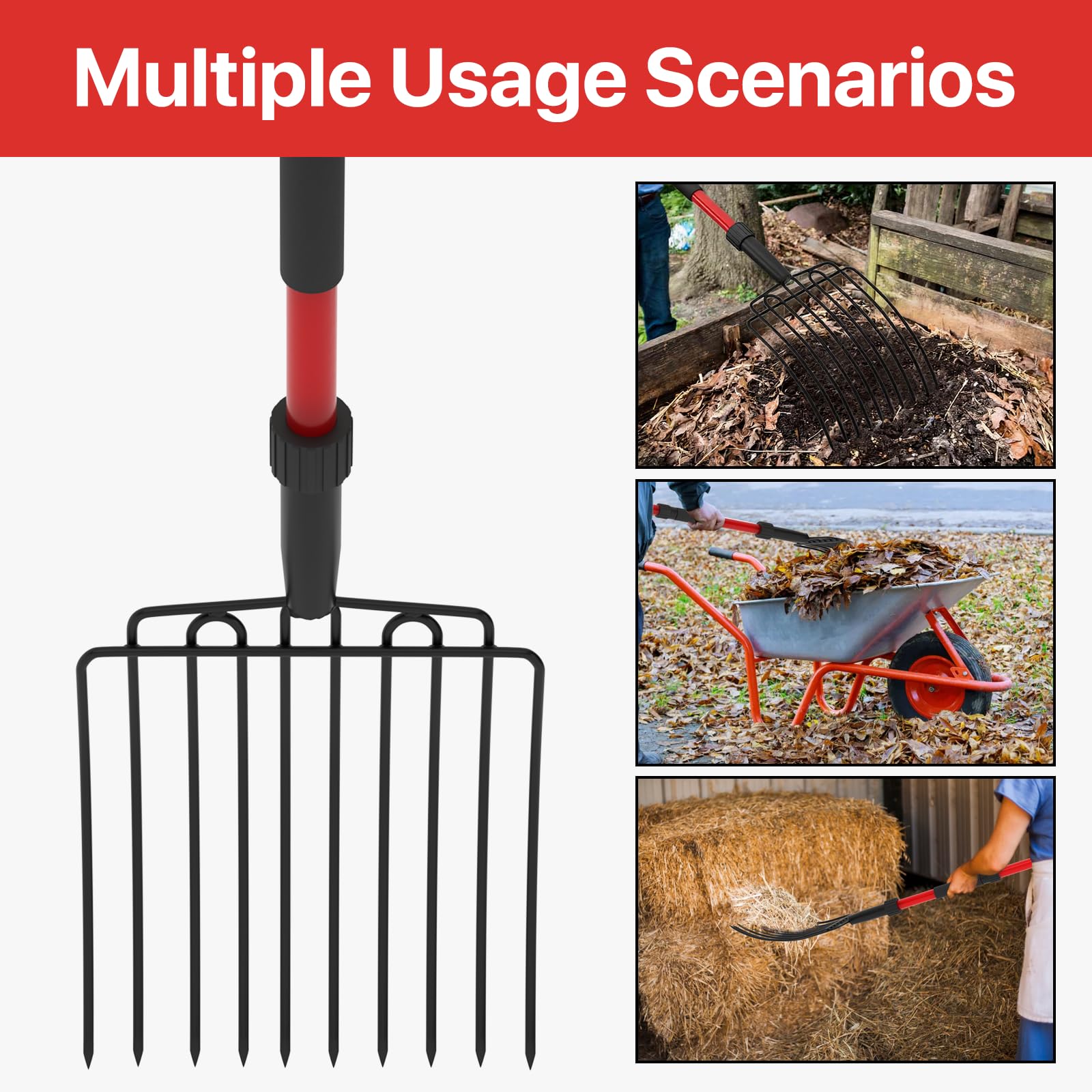 COSITA pitch fork multipurpose tool for mulching and composting tasks.