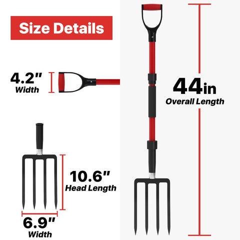 COSITA Pitch Fork steel head with 4 tines for turning soil and mulch