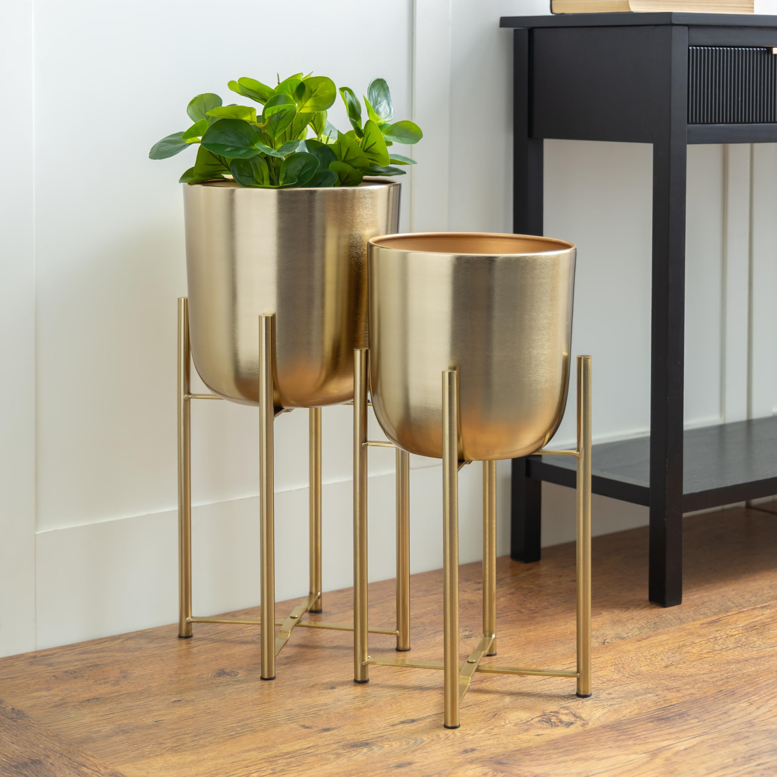 CosmoLiving gold dome planter with removable stand for versatile display
