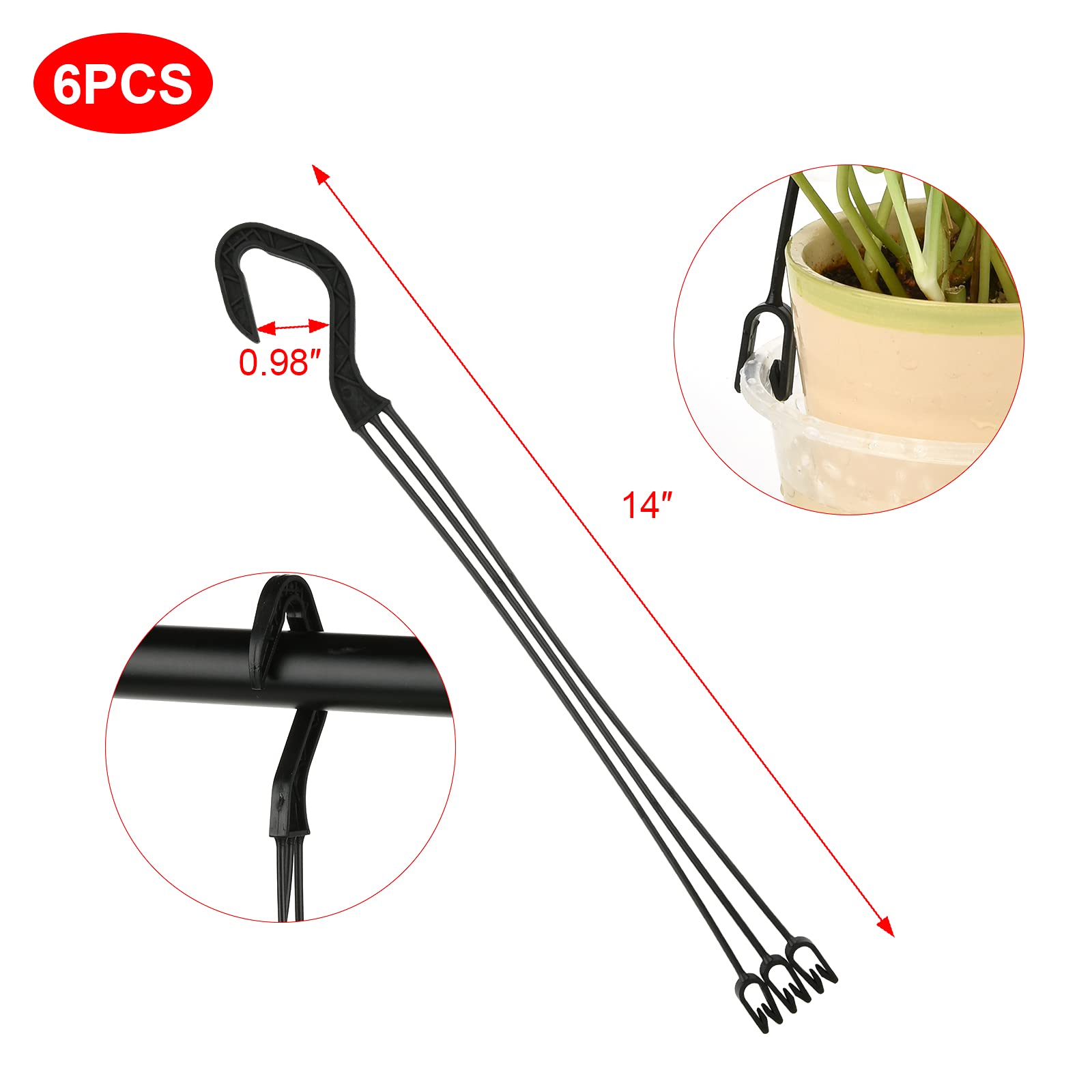 Cosmos plastic hanging hook three-hooks balanced for secure plant display.