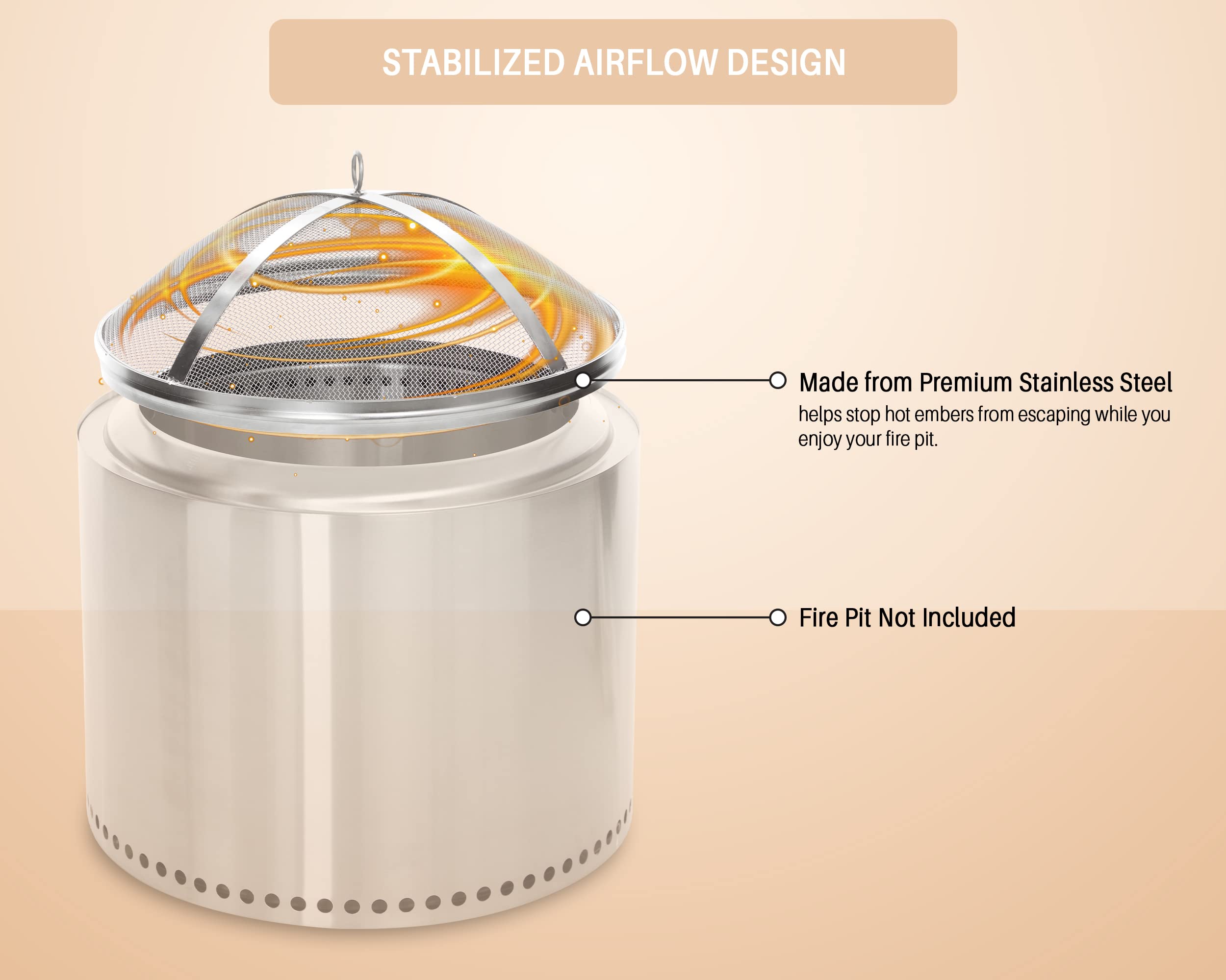 COSPARX removable spark screen enables easy wood addition without removing the guard.