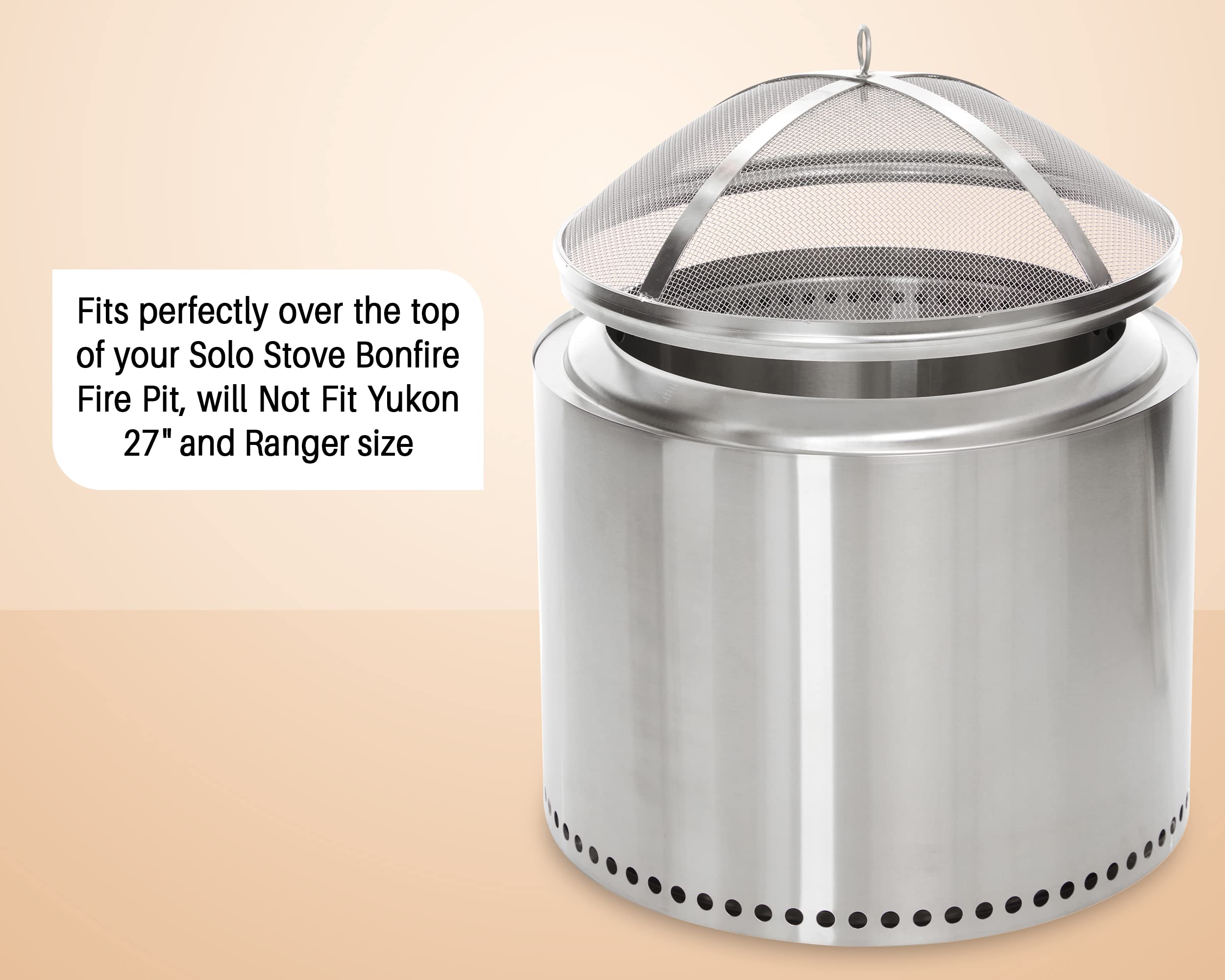 COSPARX Solo Stove Bonfire fit spark screen shows secure fit and quick access during fueling.