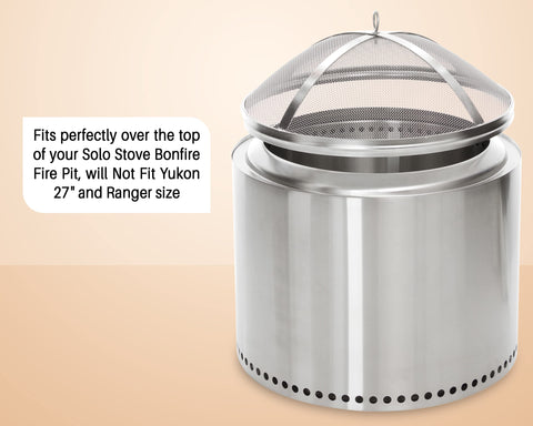 COSPARX Solo Stove Bonfire fit spark screen shows secure fit and quick access during fueling.
