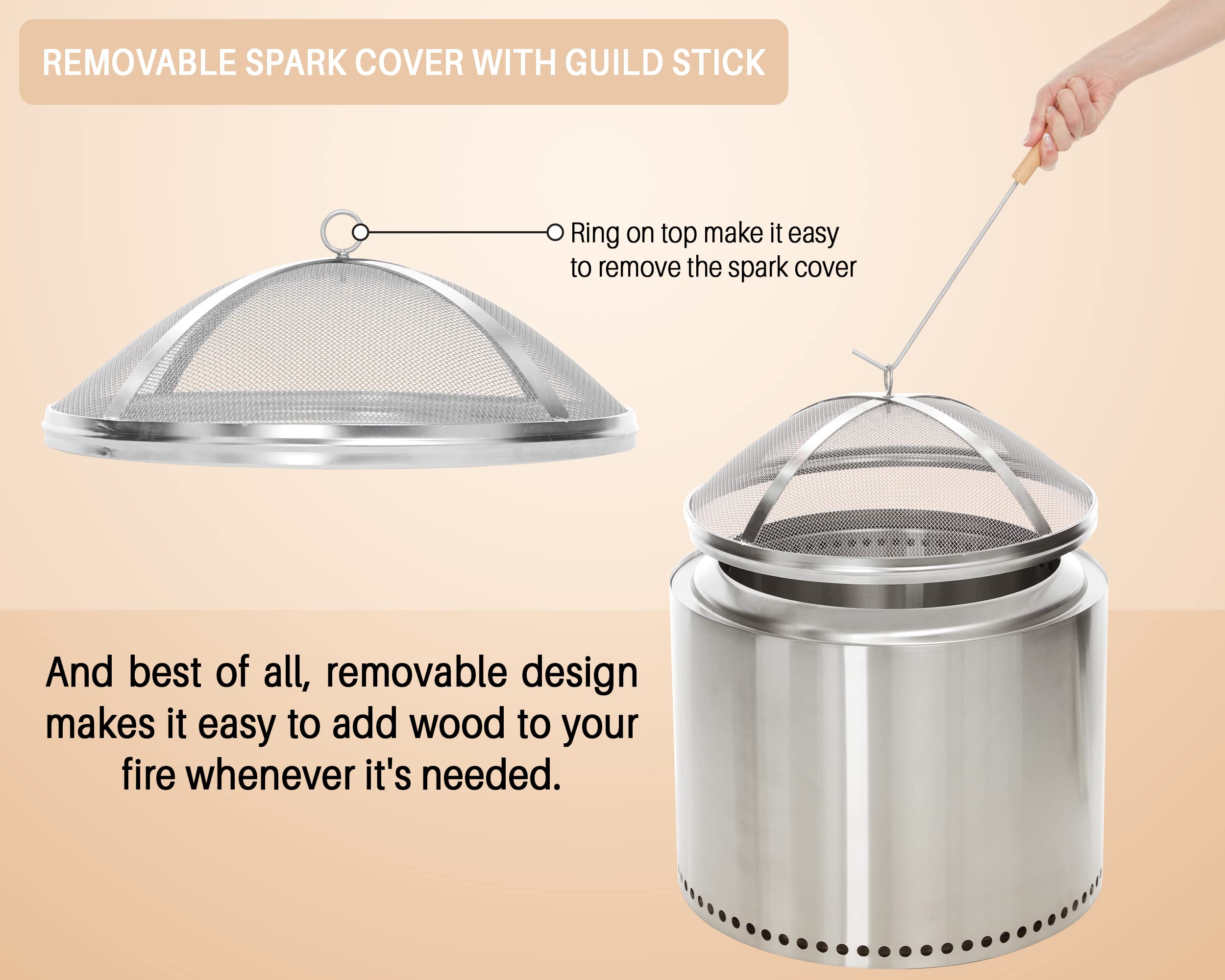 COSPARX stainless steel spark guard offers durable protection for outdoor fires and decks.