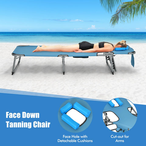 Costway lounge chair on the beach ready for sun and shade