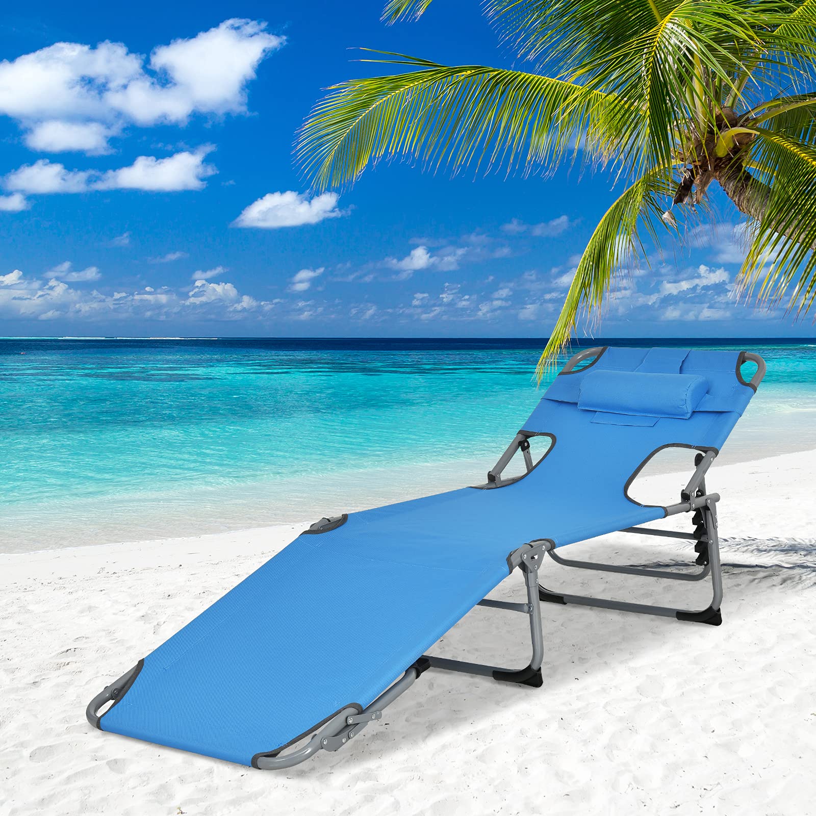 Costway chair showing 5-position backrest for versatile lounging