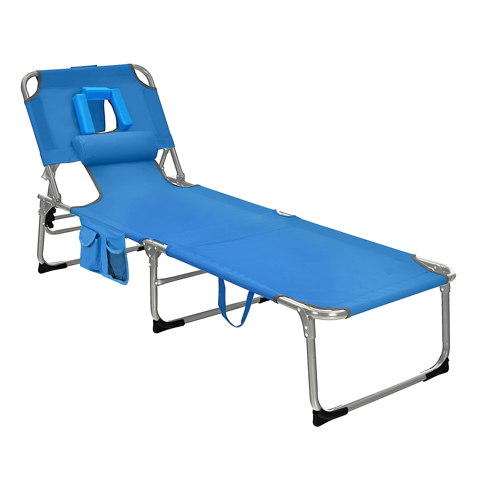 Costway folding beach lounge chair with face hole for comfortable sunbathing