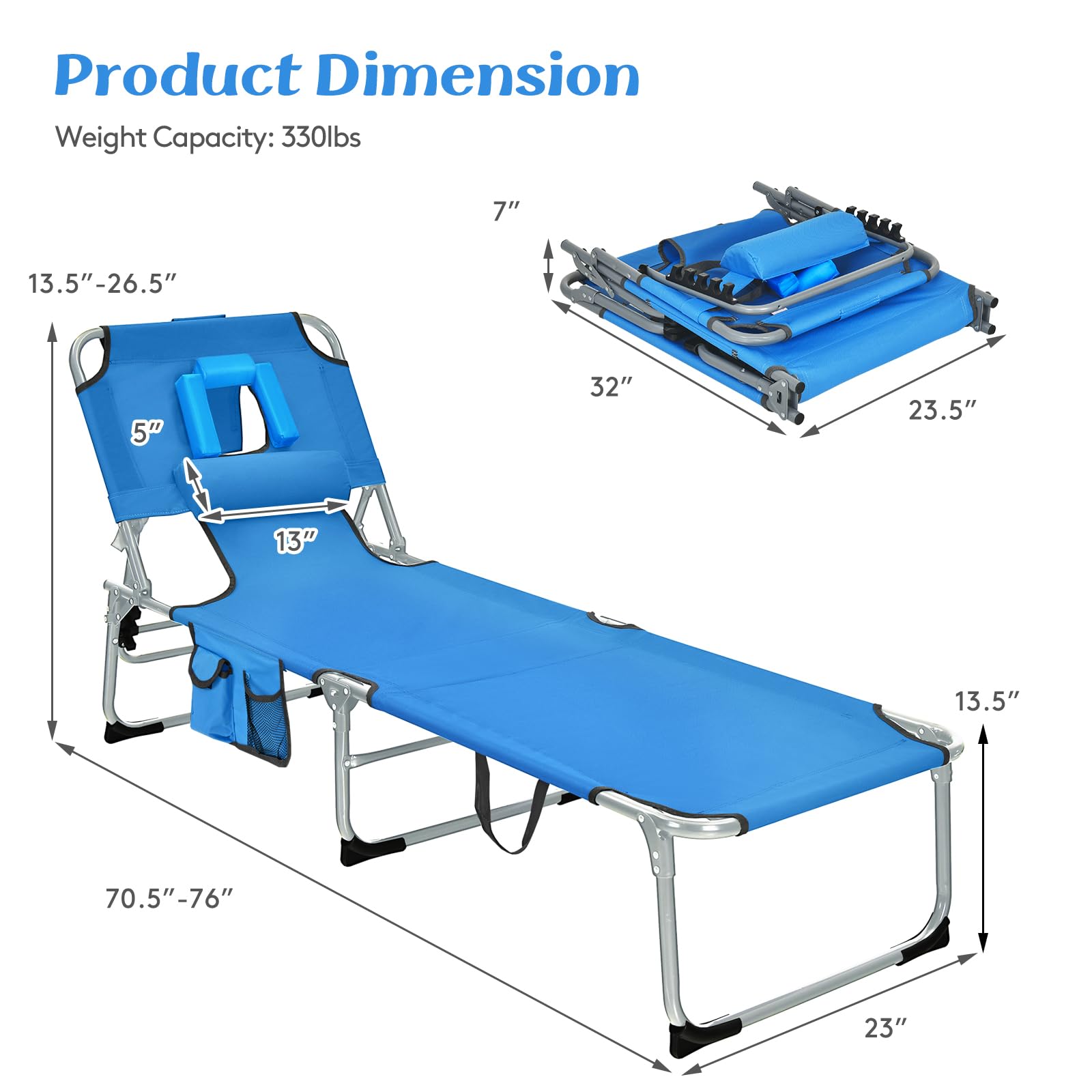 Removable pillow on Costway lounge for neck and head support