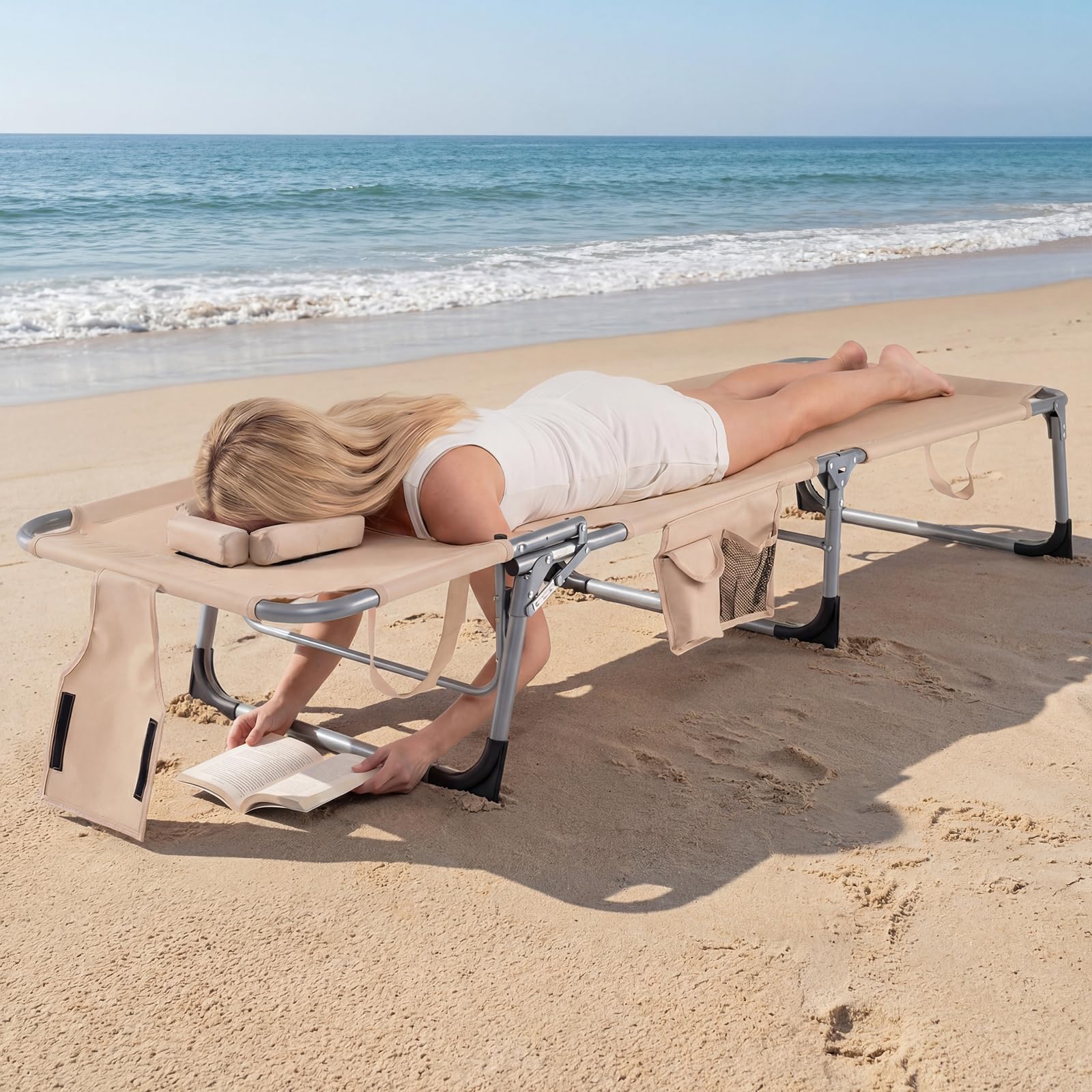COSTWAY tanning chair with four-position backrest for versatile lounging