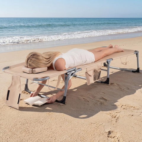COSTWAY tanning chair with four-position backrest for versatile lounging