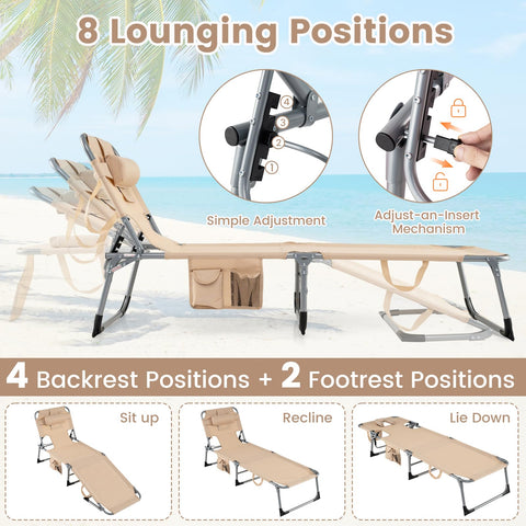 COSTWAY tanning chair is lightweight and easy to carry for trips