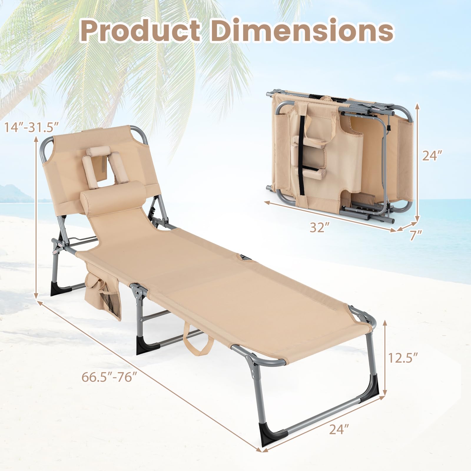 COSTWAY pillow provides head comfort during outdoor relaxation