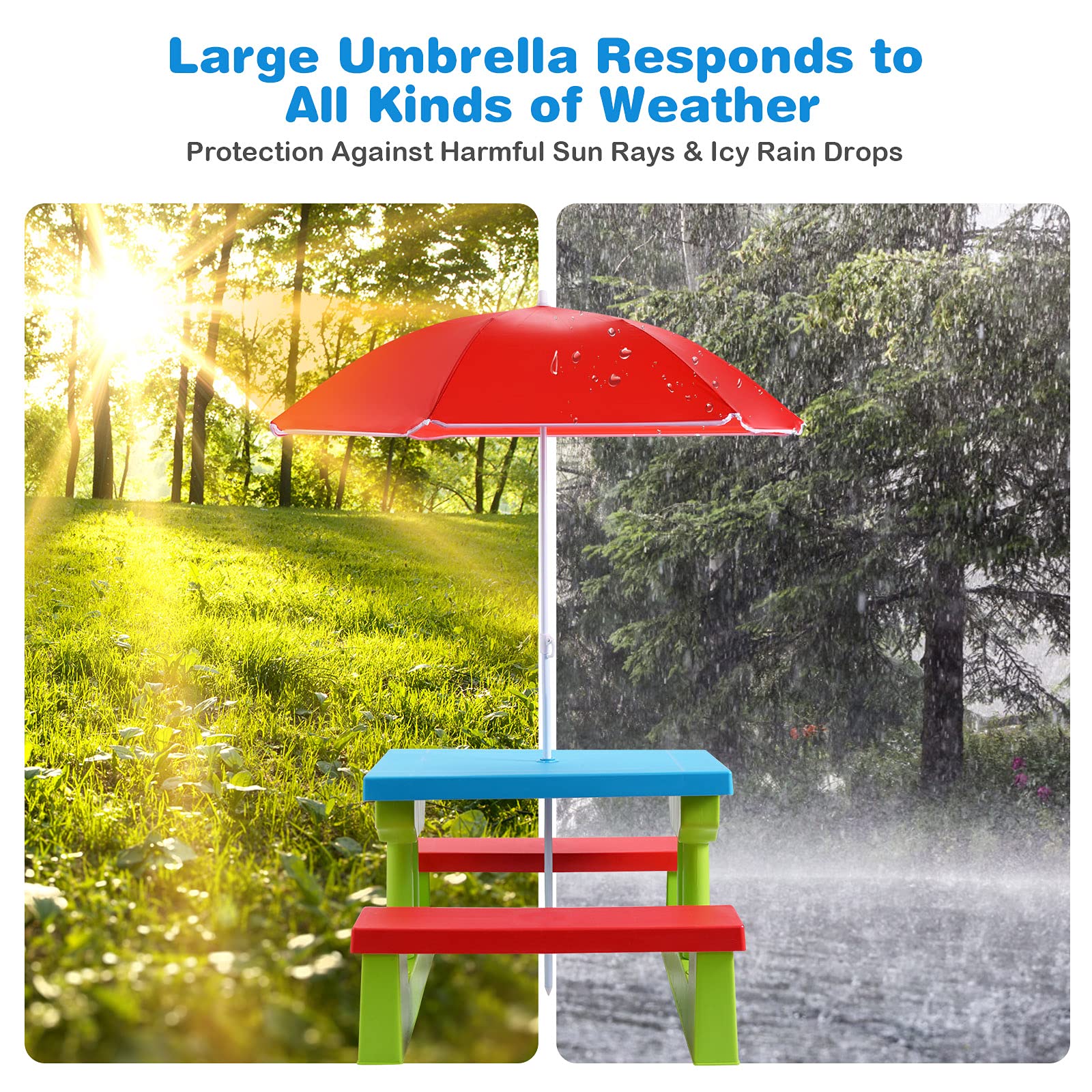 Costzon Kids Picnic Table durable, non-toxic material for years of use.