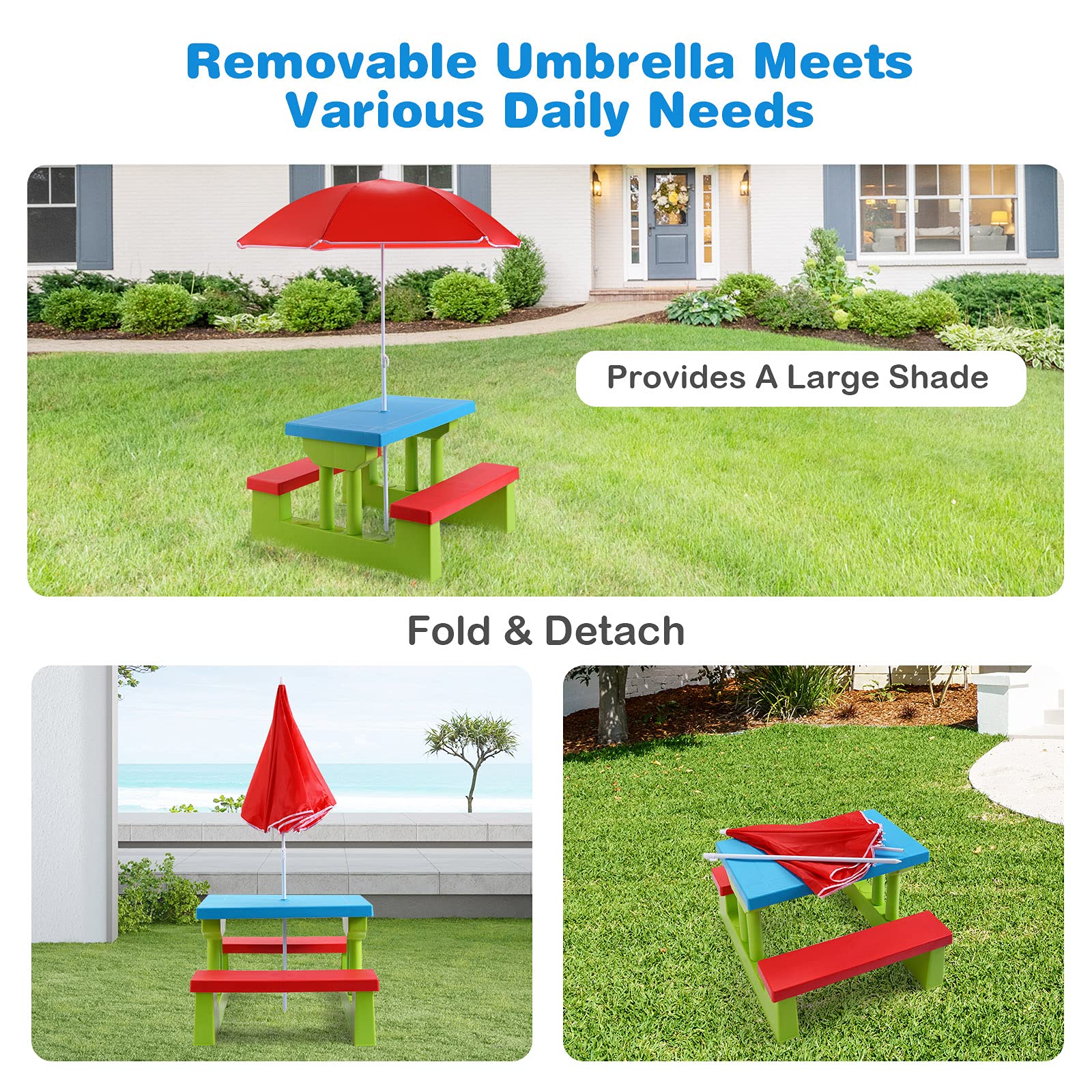 Costzon Kids Picnic Table two-bench design supports group crafts and games.