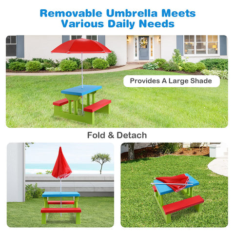Costzon Kids Picnic Table two-bench design supports group crafts and games.