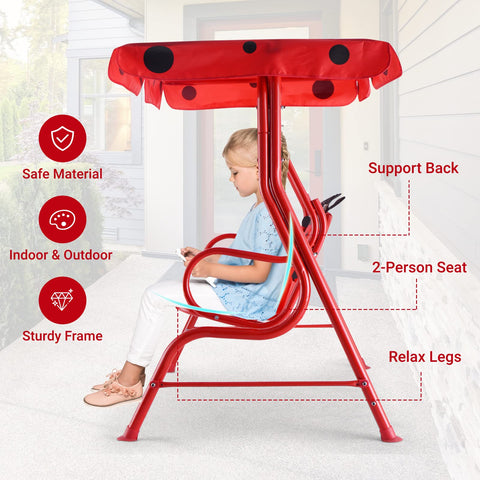 Adorable red ladybug pattern enhances Costzon swing’s visual appeal.