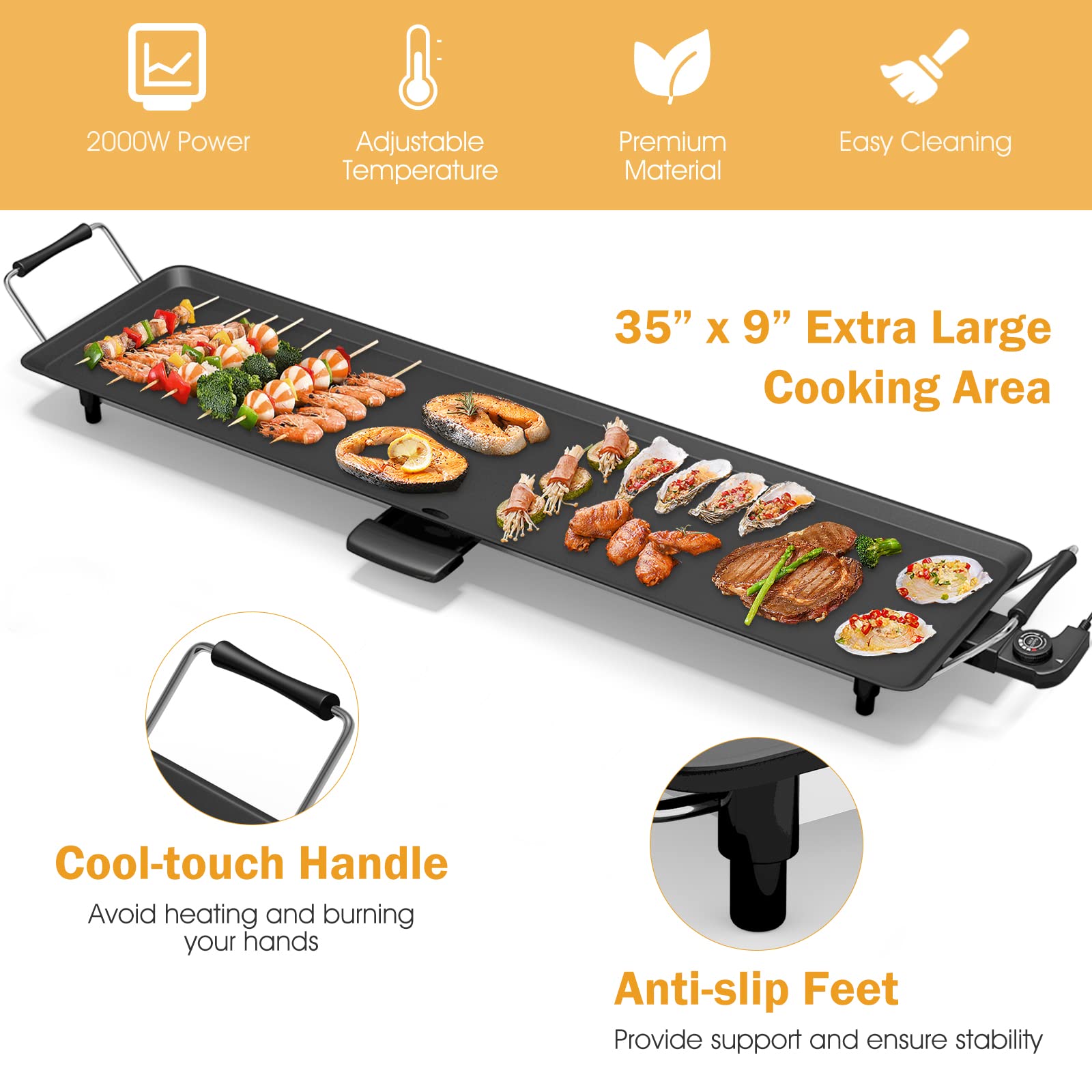 Costzon removable drip tray for simple cleanup after cooking