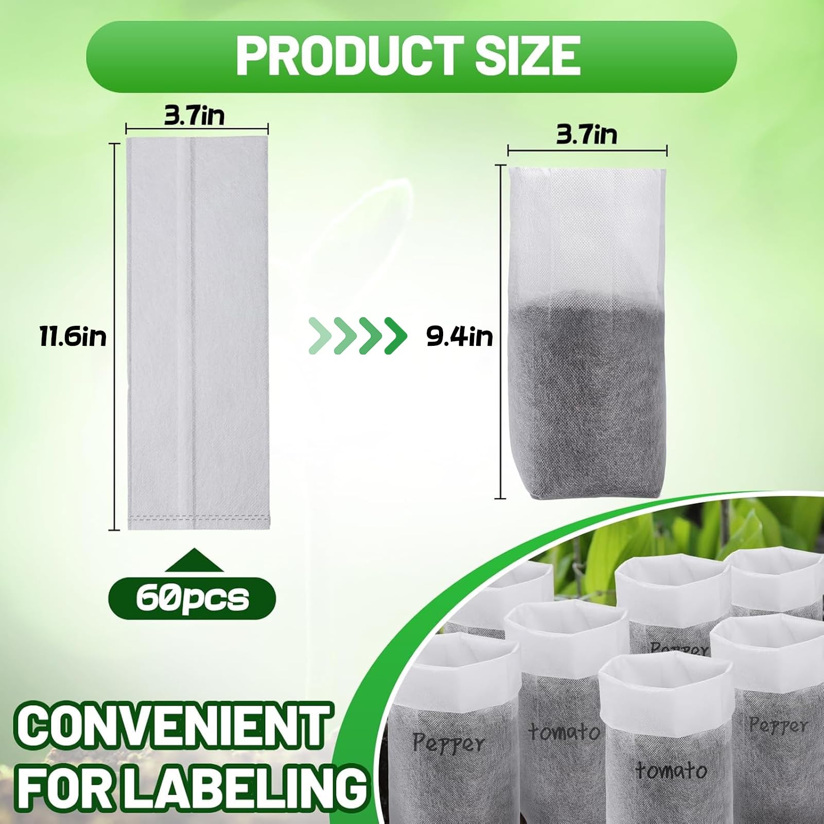 Cosweet sturdy grow bag design withstands indoor and outdoor garden use.