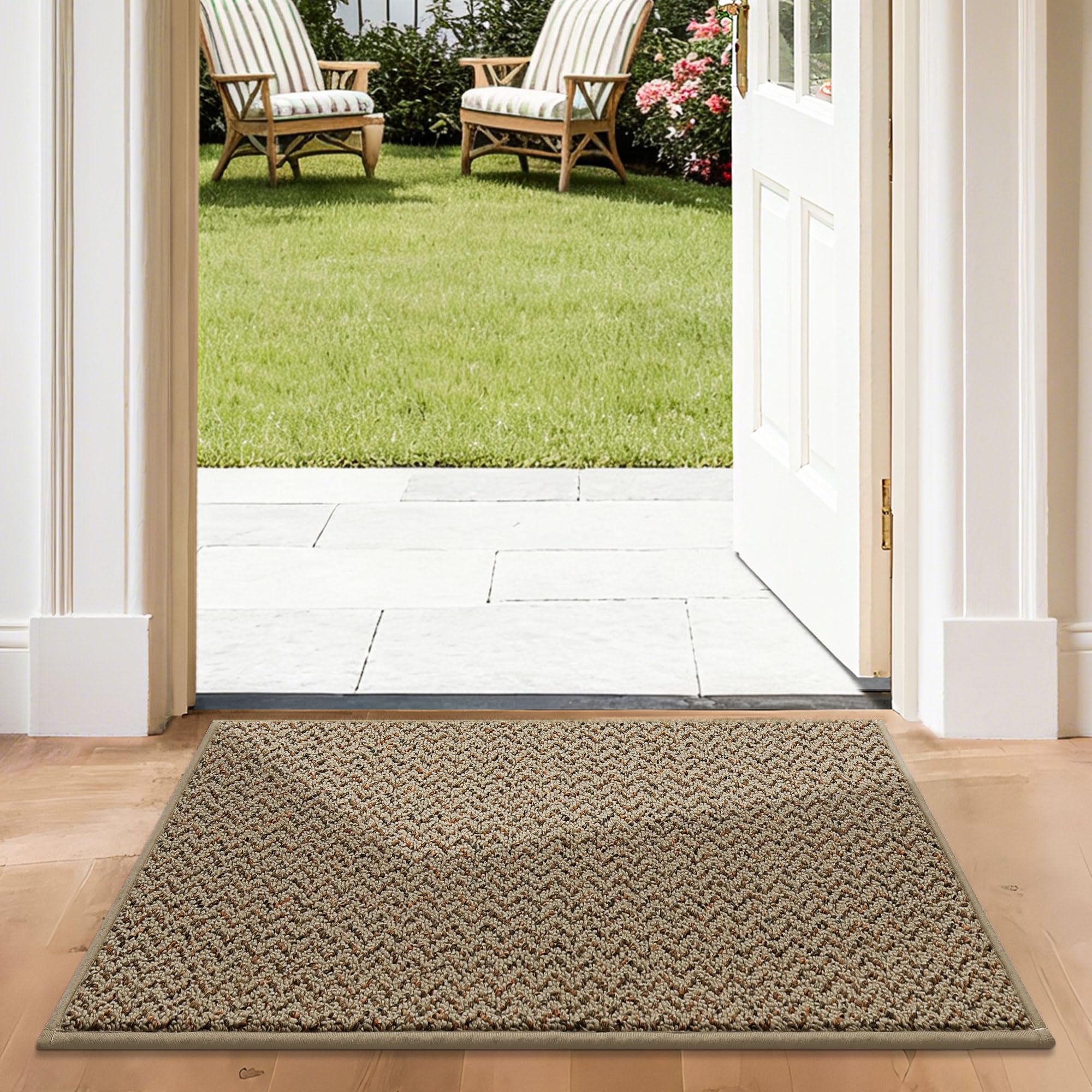 COSY HOMEER door mat 24x36 absorbs moisture and traps dirt at the entry.