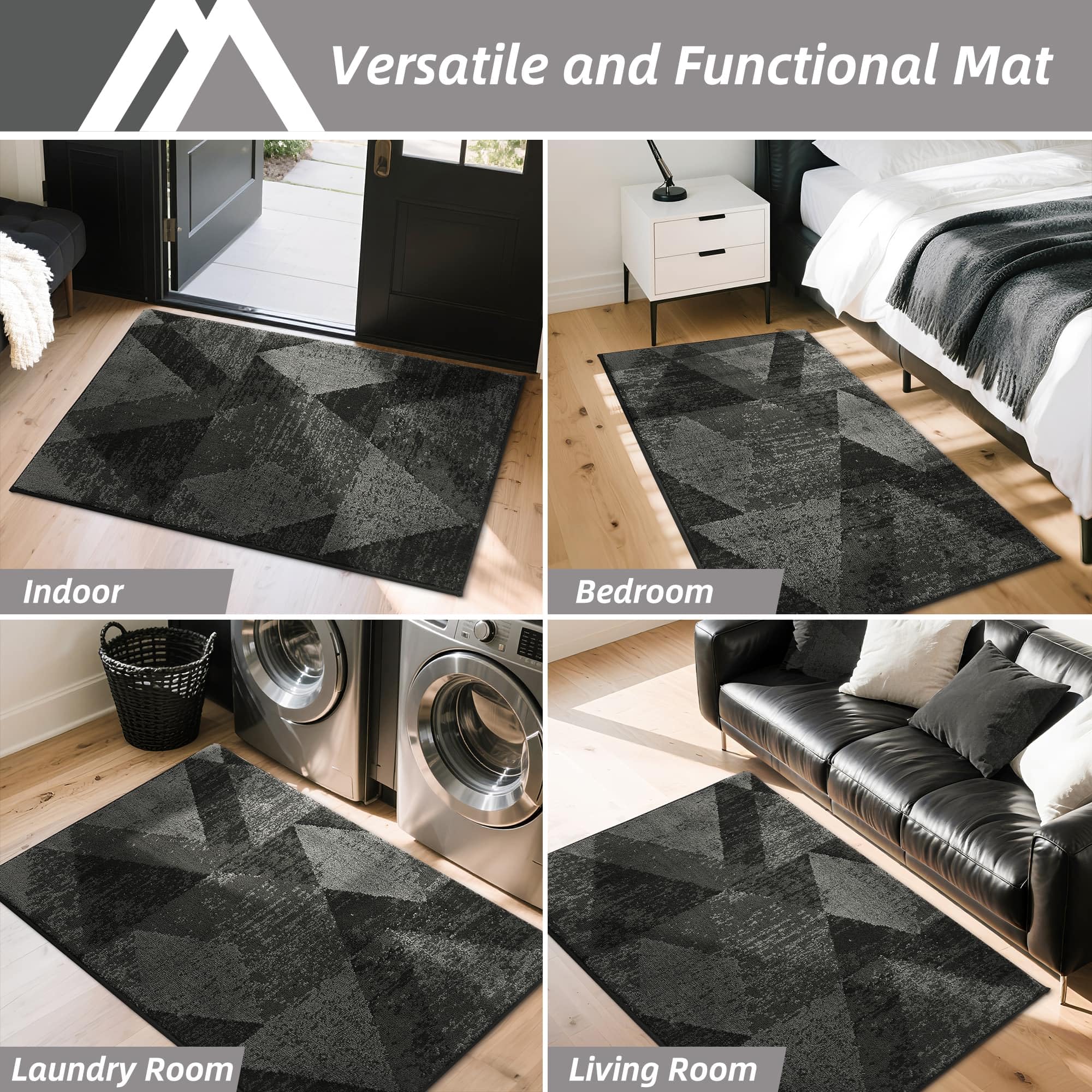COSY HOMEER dark gray rug suits busy entryways and modern interiors