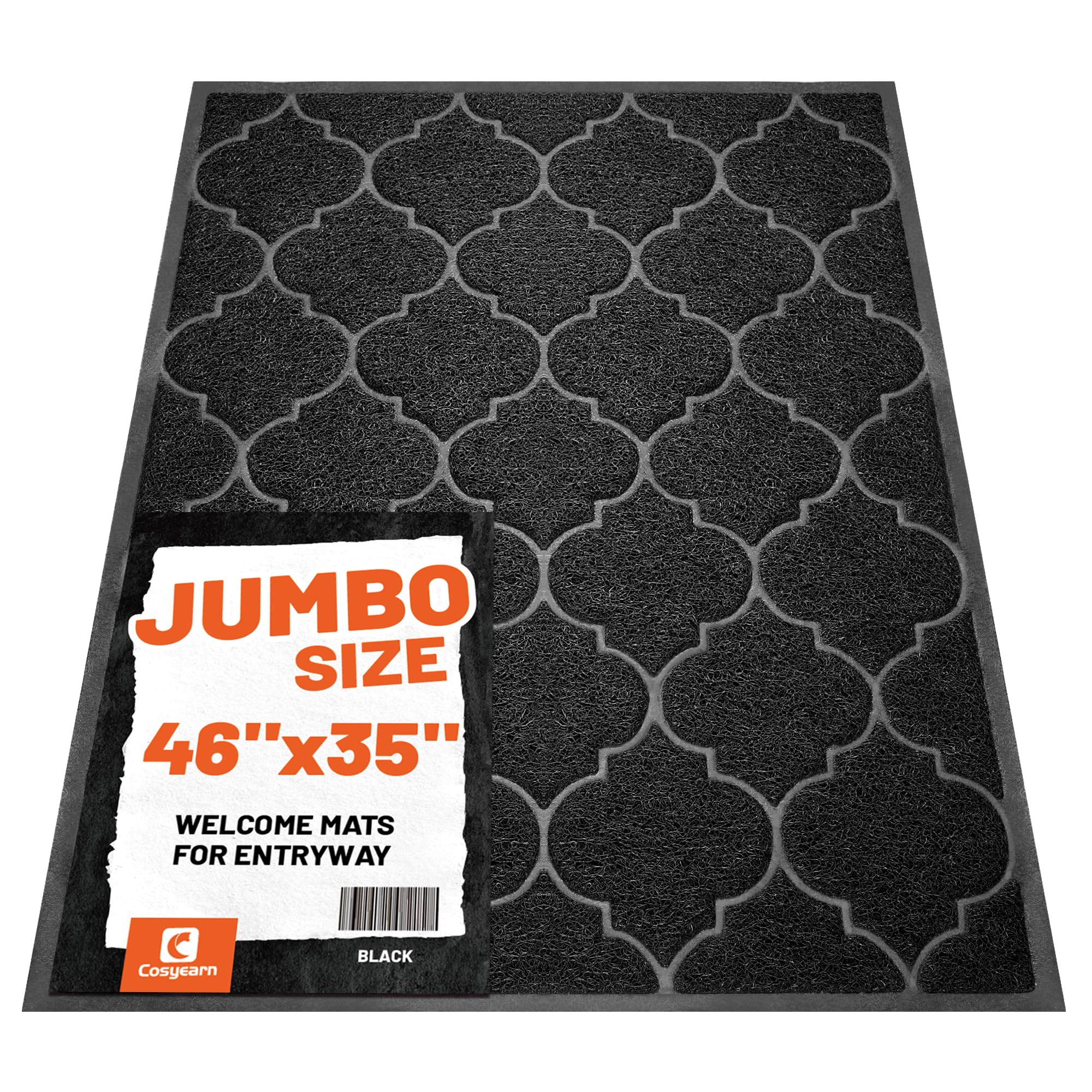 Cosyearn door mat 46x35 inches traps dirt at the entrance, protecting floors.