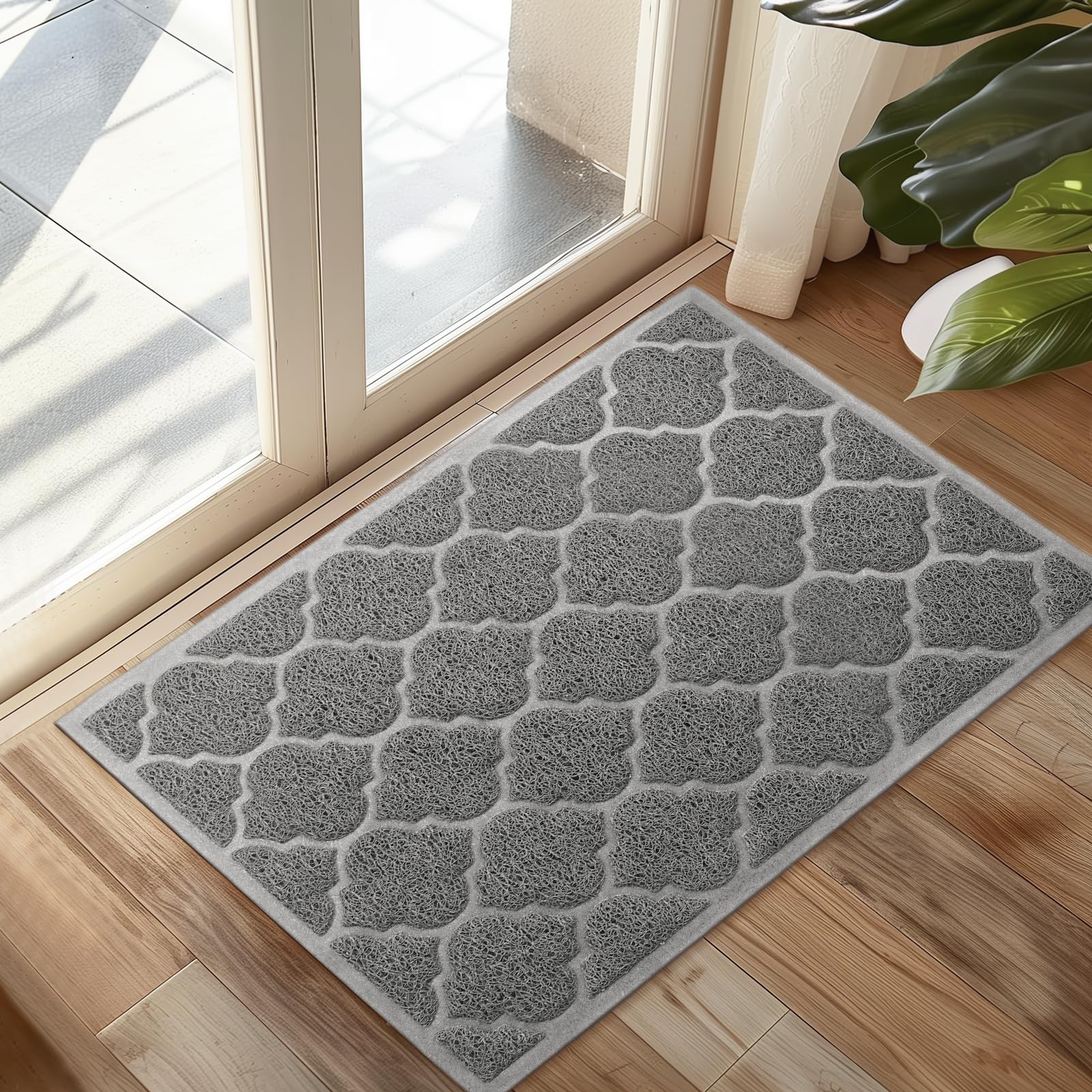 Cosyearn door mat outdoor 24x36 grey traps dirt and keeps entryways clean.