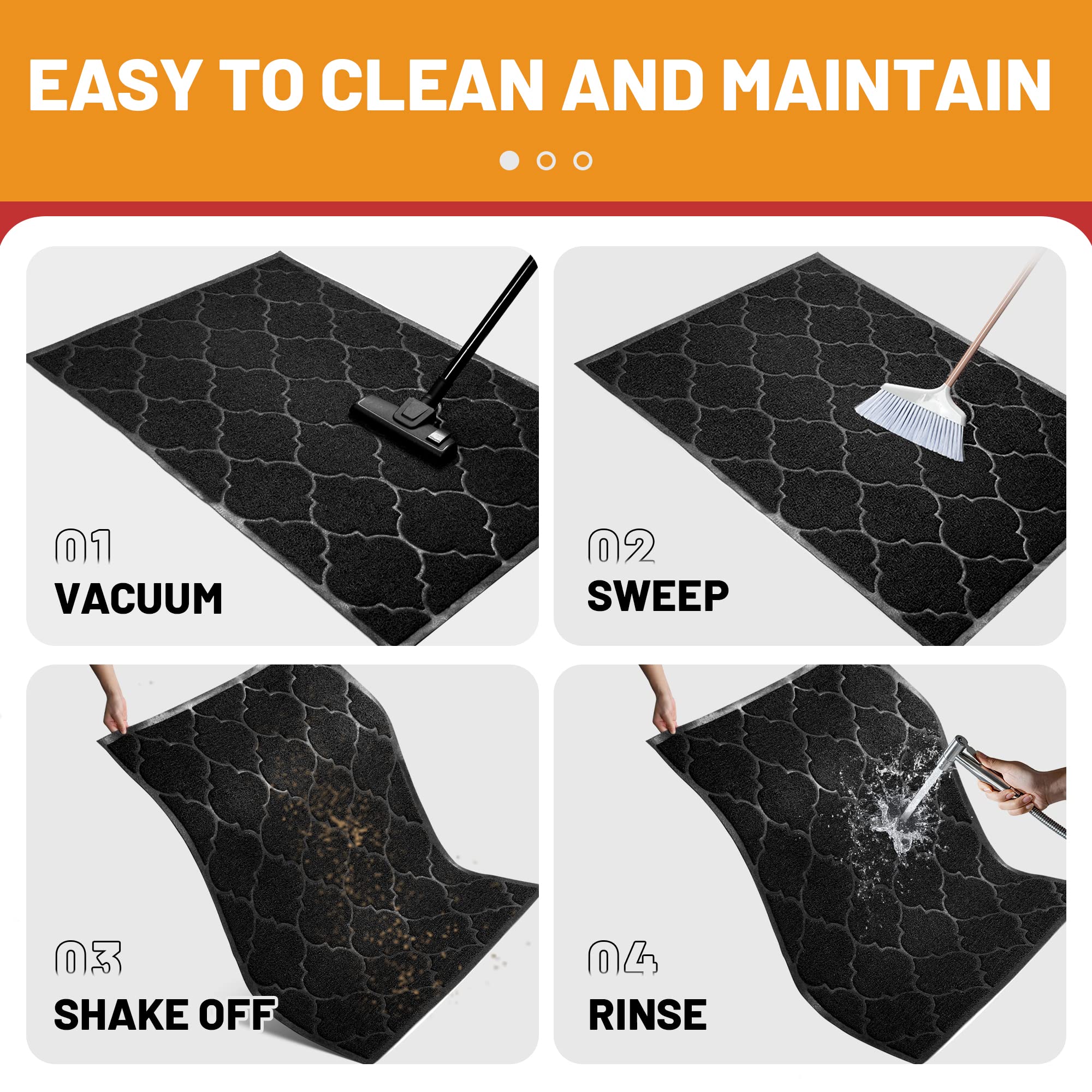 Cosyearn easy-clean doormat supports vacuuming, shaking, or hose rinsing for quick care.