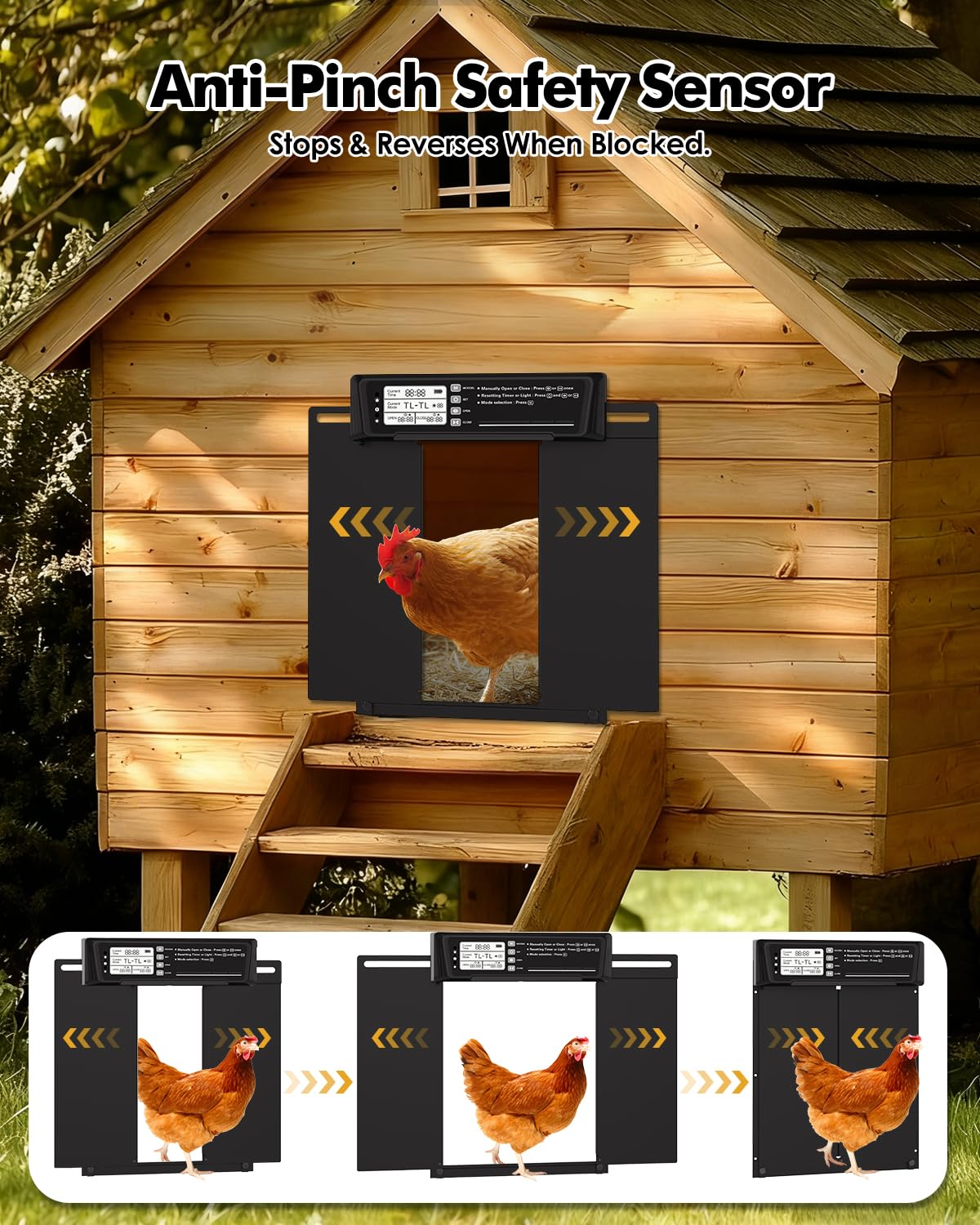 Cosyumhy remote control lets you operate the door within 66 feet.
