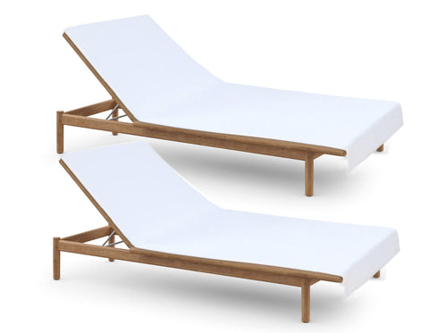 Cotton Craft pool lounge chair cover with top hood pocket designed for secure fit and ease of use.