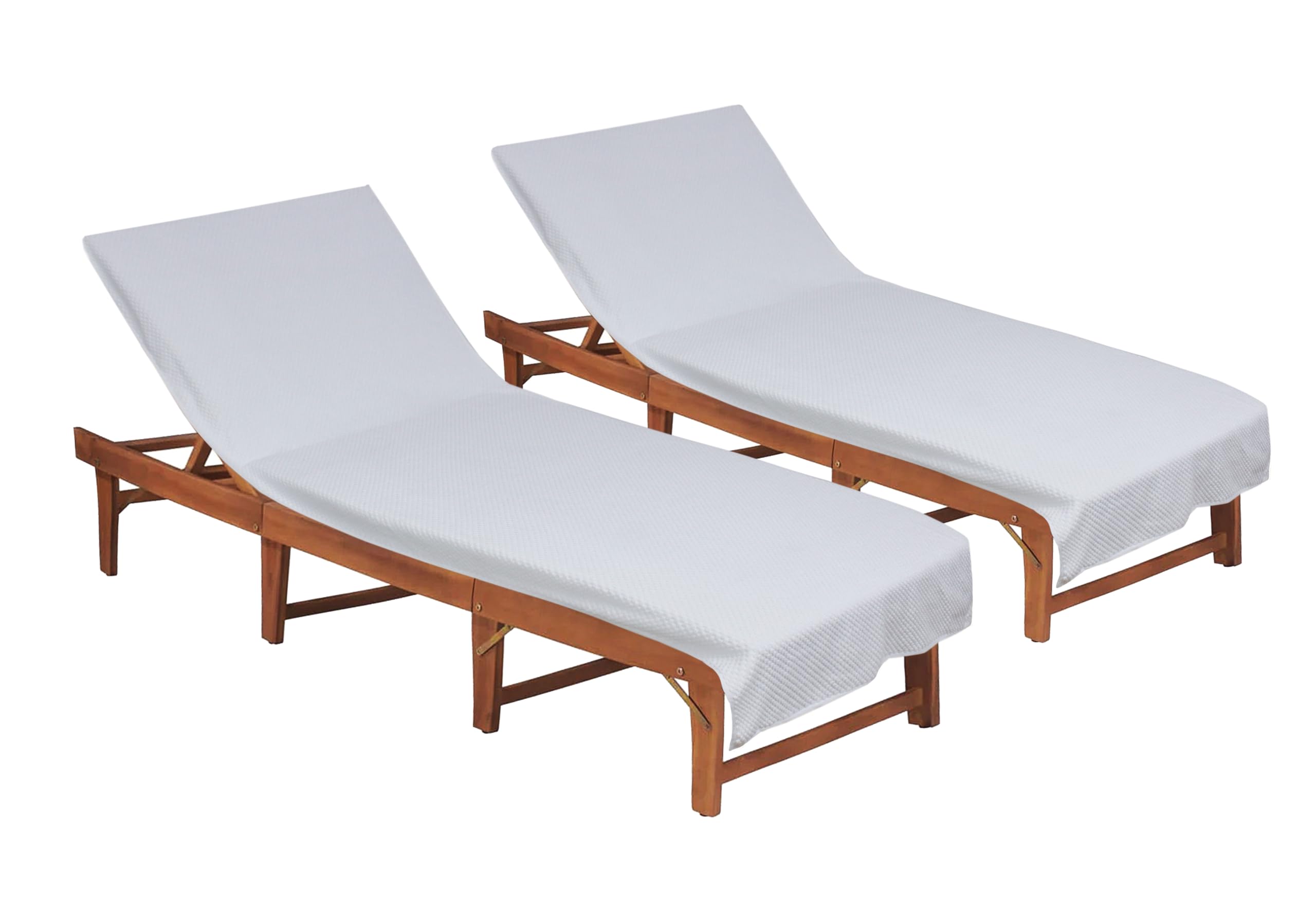 Cotton Craft pool lounge chair cover two-pack for sunlit poolside lounging.