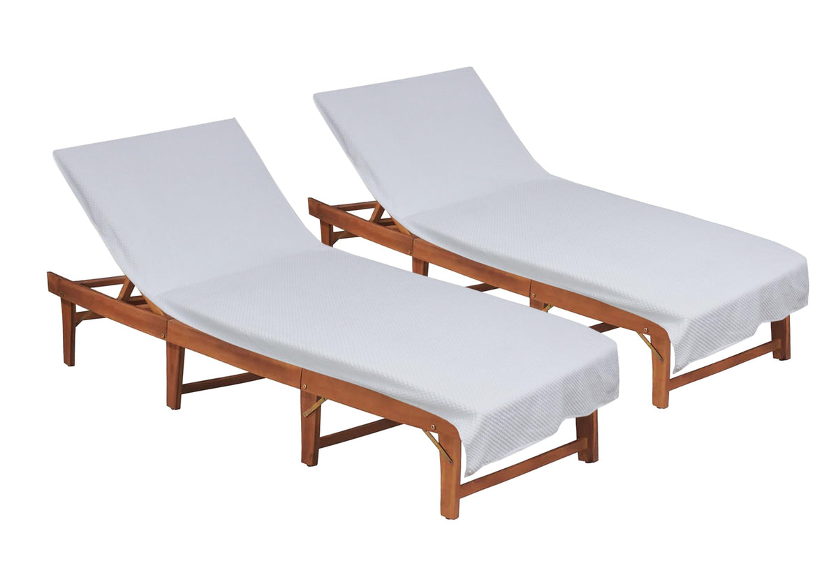 Cotton Craft pool lounge chair cover two-pack for sunlit poolside lounging.